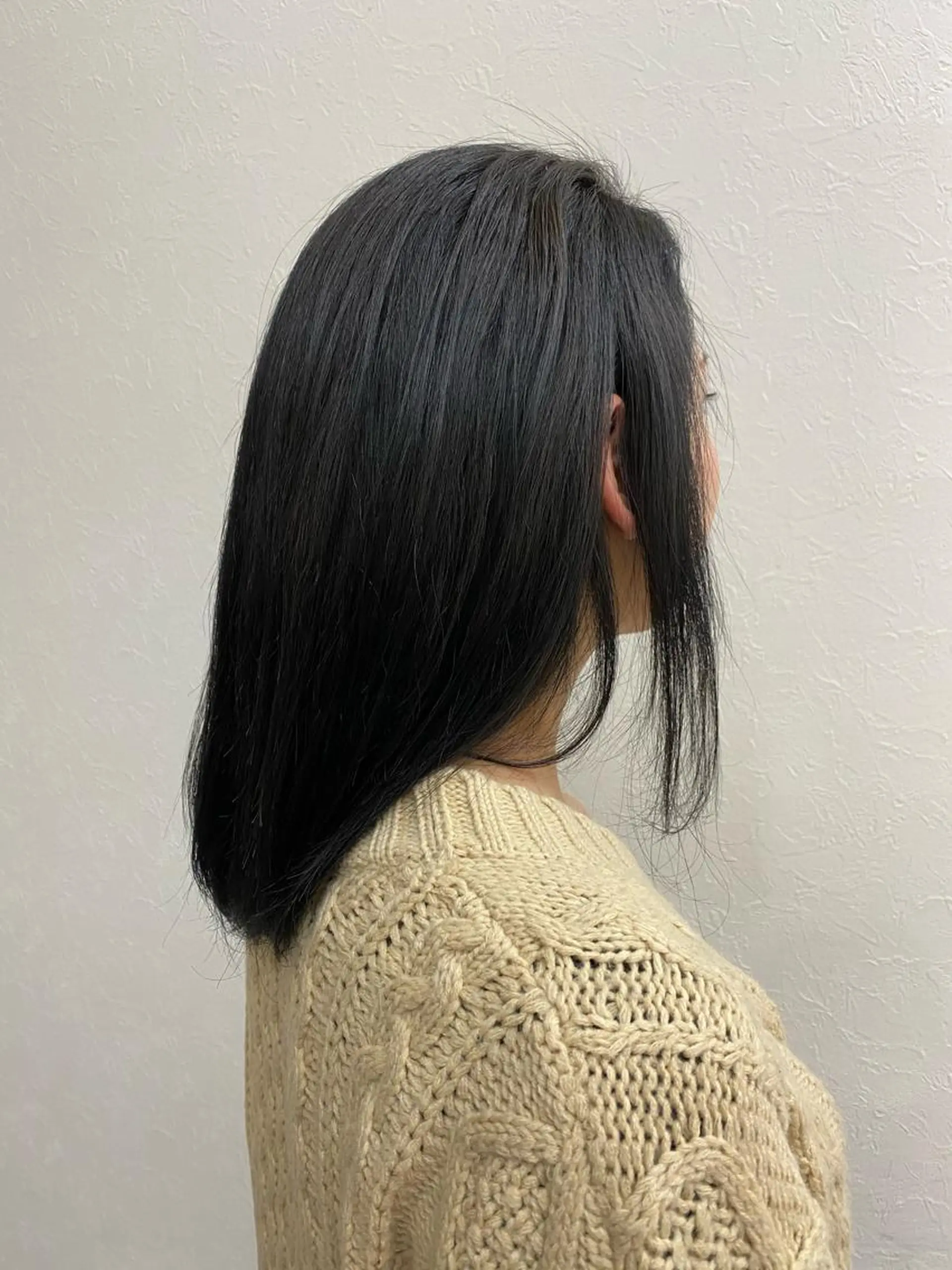 セミロング カラー 黒髪 ブルーカラー ブルーブラック # りおのヘアスタイル
