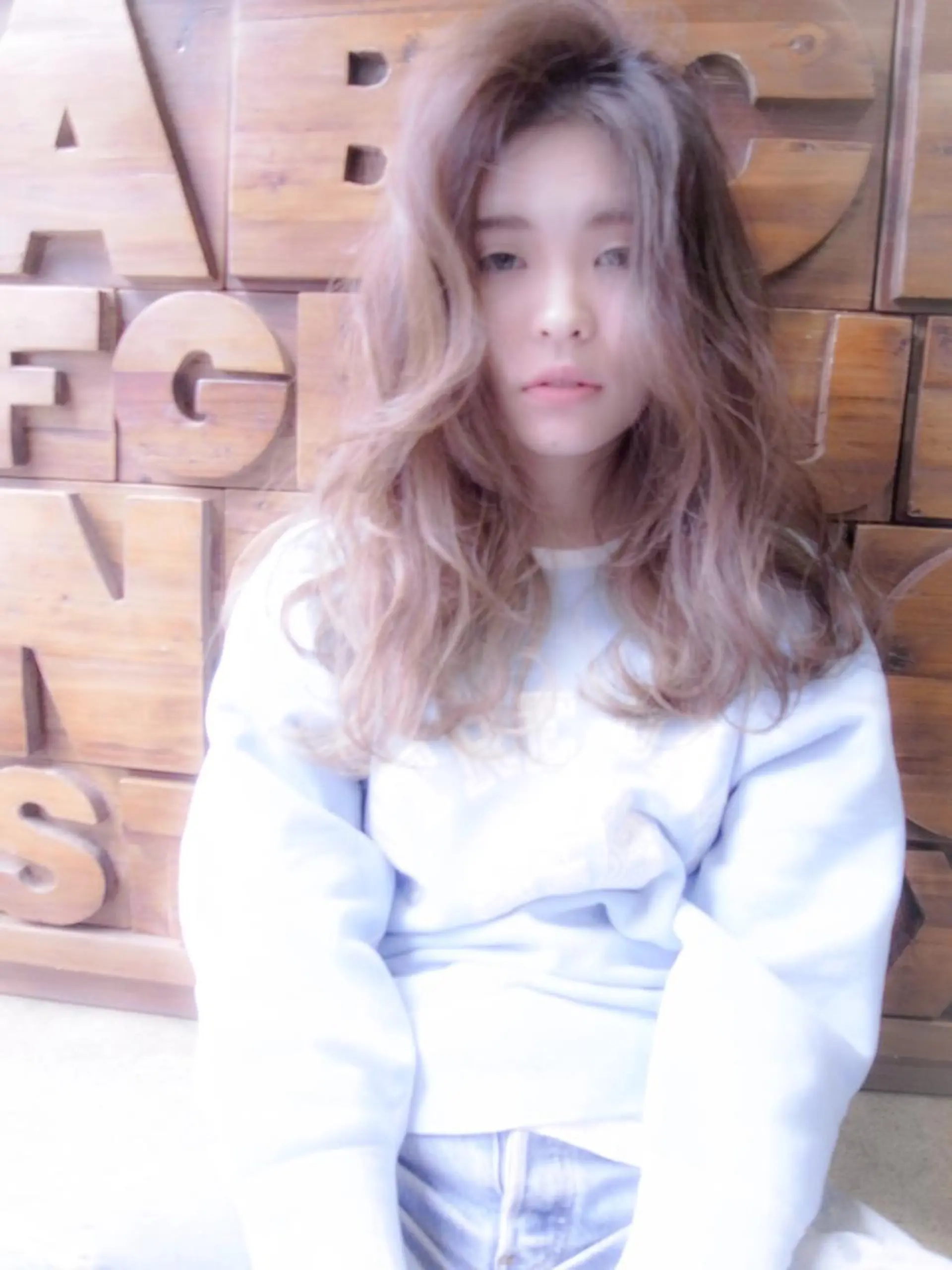 ロング カラー ベージュカラー ハイライトカラー ハイライト 北條 優輝のヘアスタイル