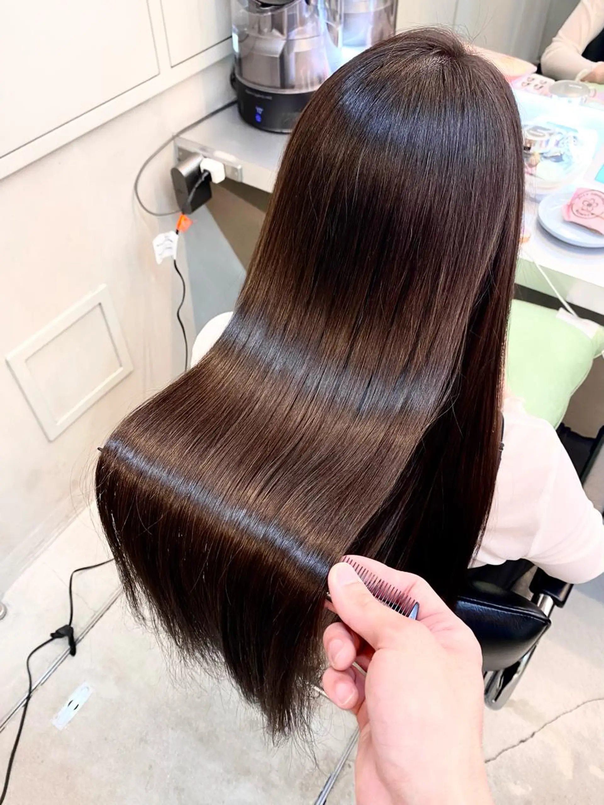 ロング パーマ 伸ばしかけ 縮毛矯正 酸性ストレート ストレートパーマ トリートメント ✨髪質改善職人✨ デザインカラー/若林のヘアスタイル