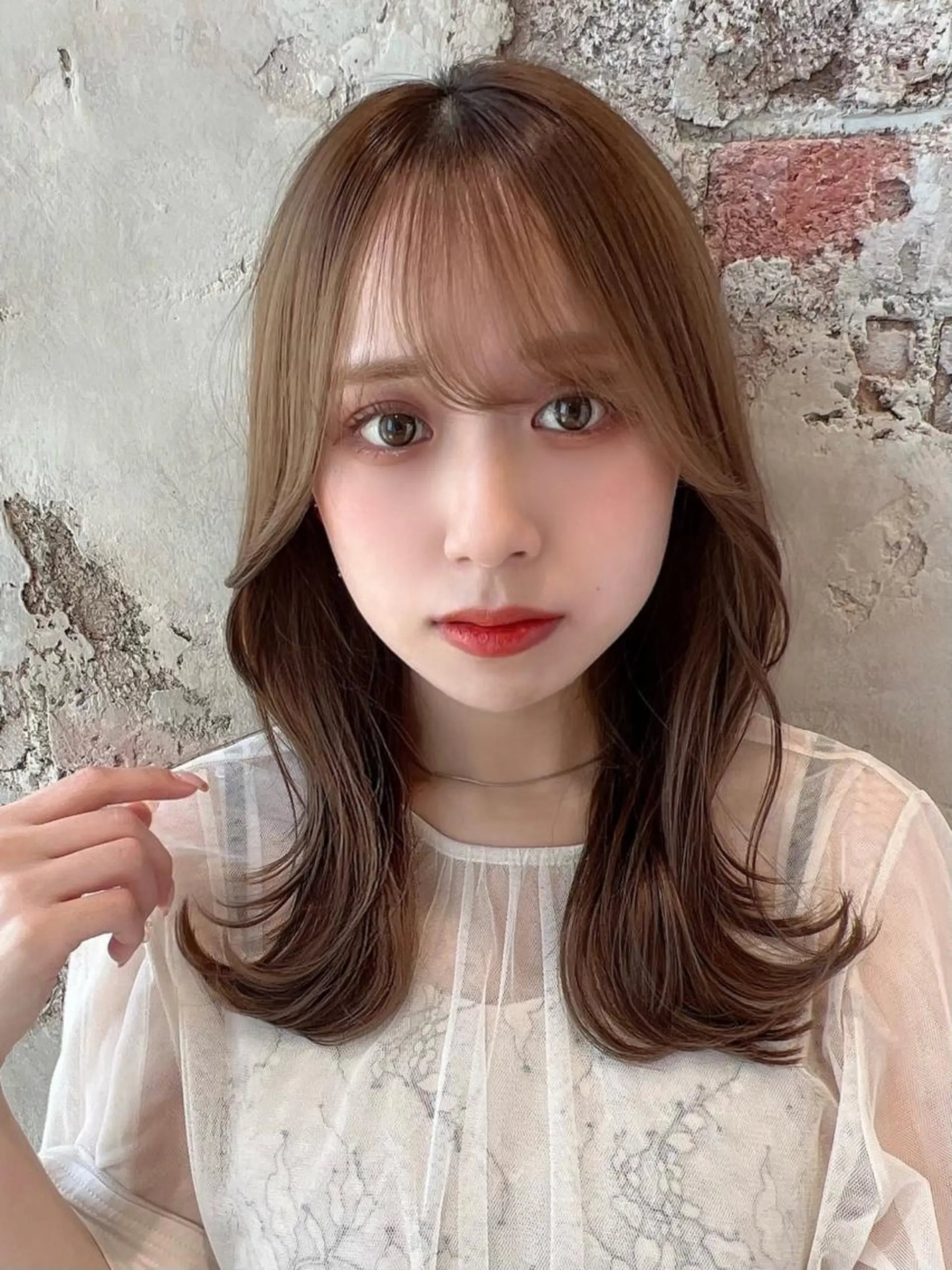 セミロング カラー ベージュカラー ブラウンカラー くびれヘア 髪質改善 縮毛矯正 🧡くびれヘア/前髪 顔周り🧡久原結衣のヘアスタイル