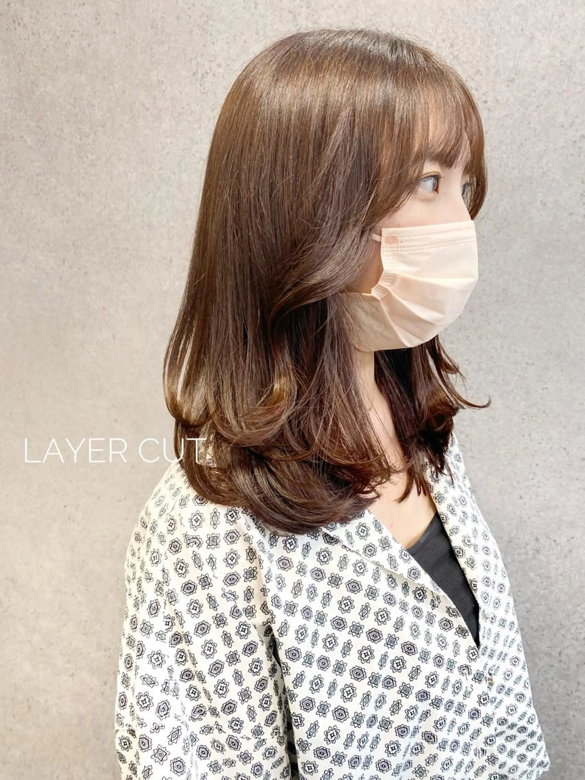 ミディアム カラー 韓国風ヘア レイヤーカット clomus所属・YUKA艶髪 🌸寛ぎ部屋のヘアスタイル