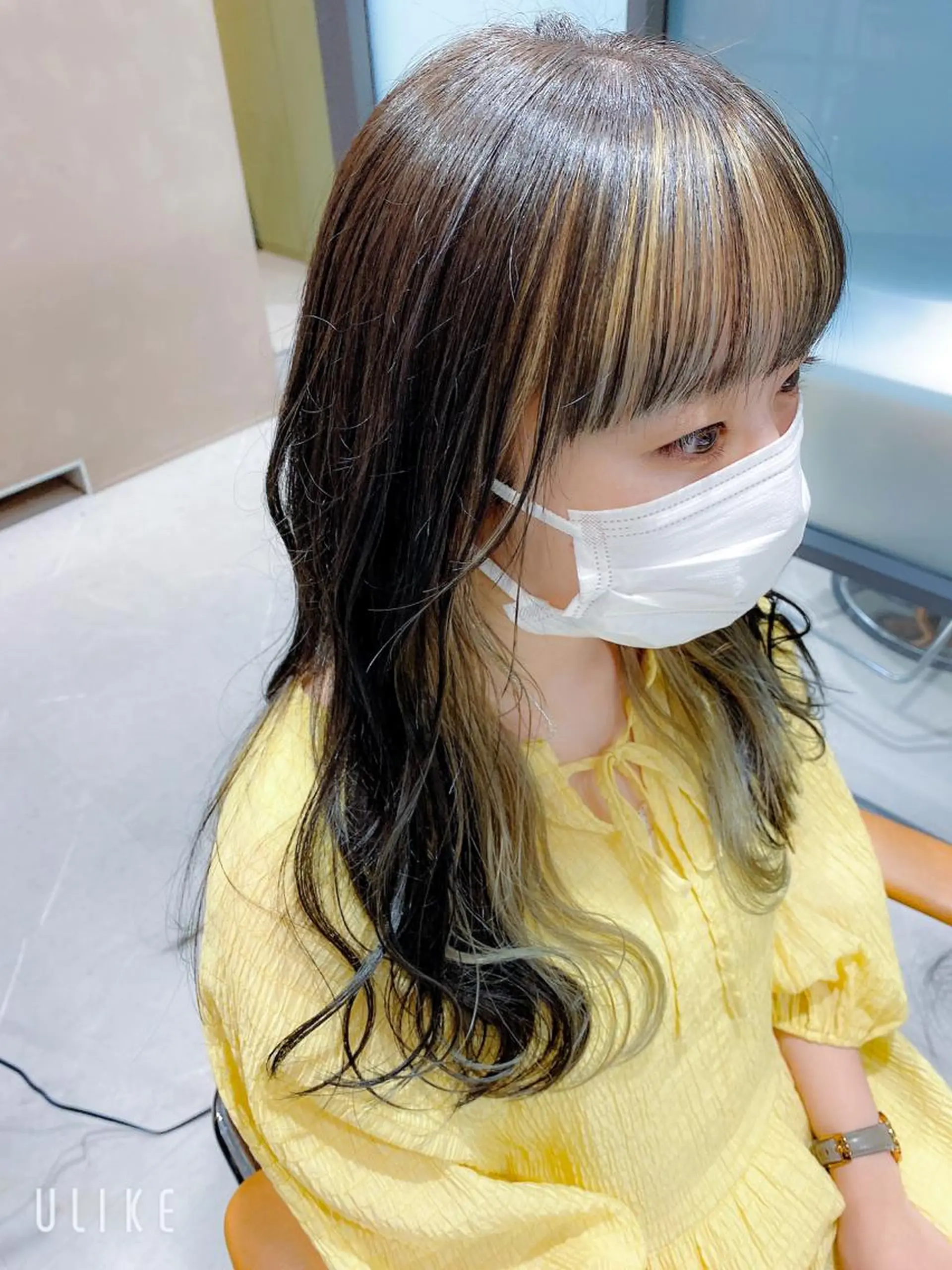 ロング カラー ミストバング  フェイスフレーミング louwe 武藤幸世のヘアスタイル