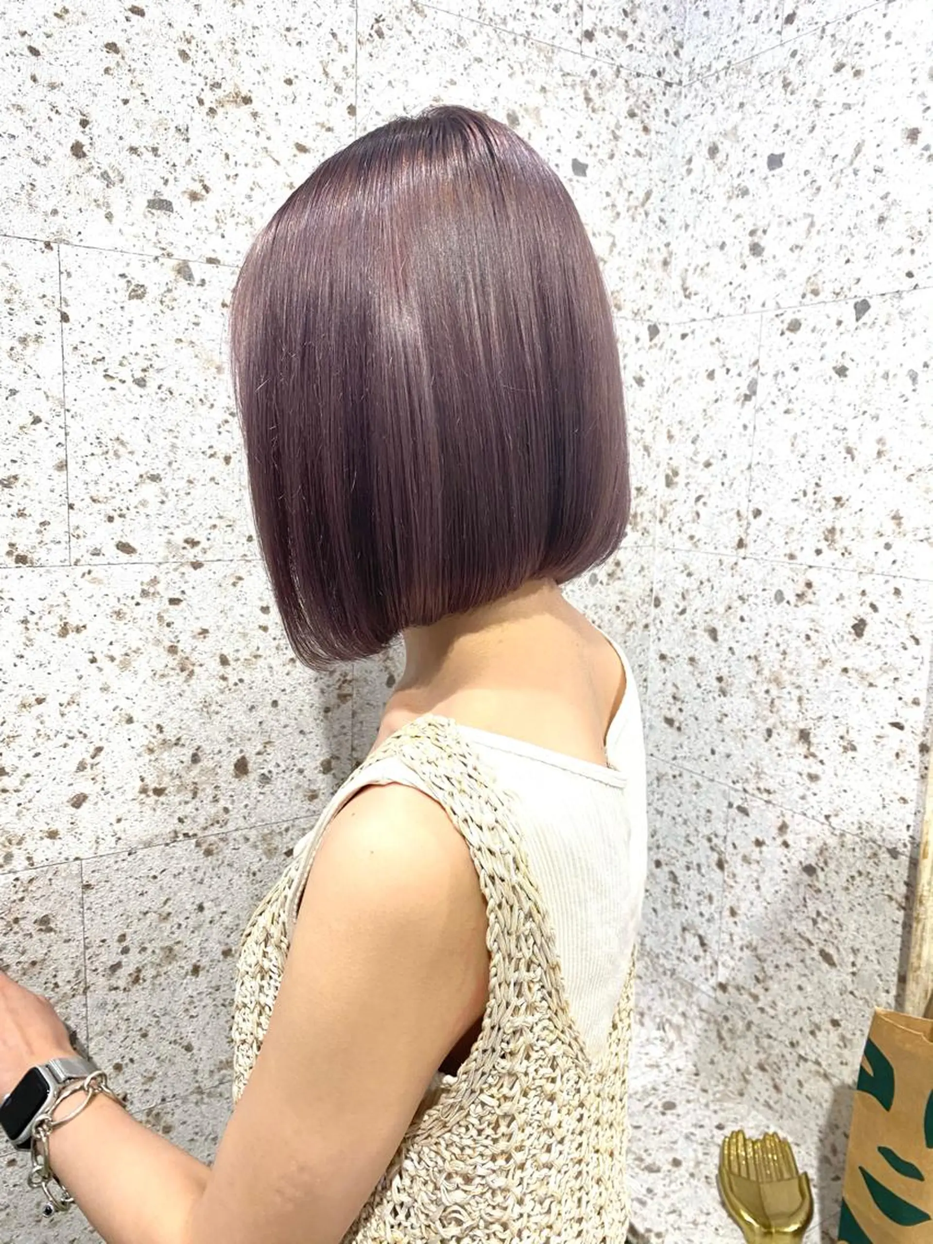 ショート カラー ヘアアレンジ パープルカラー シルバー ヘアカラー トリートメント lani 天神大名/ブリーチのヘアスタイル