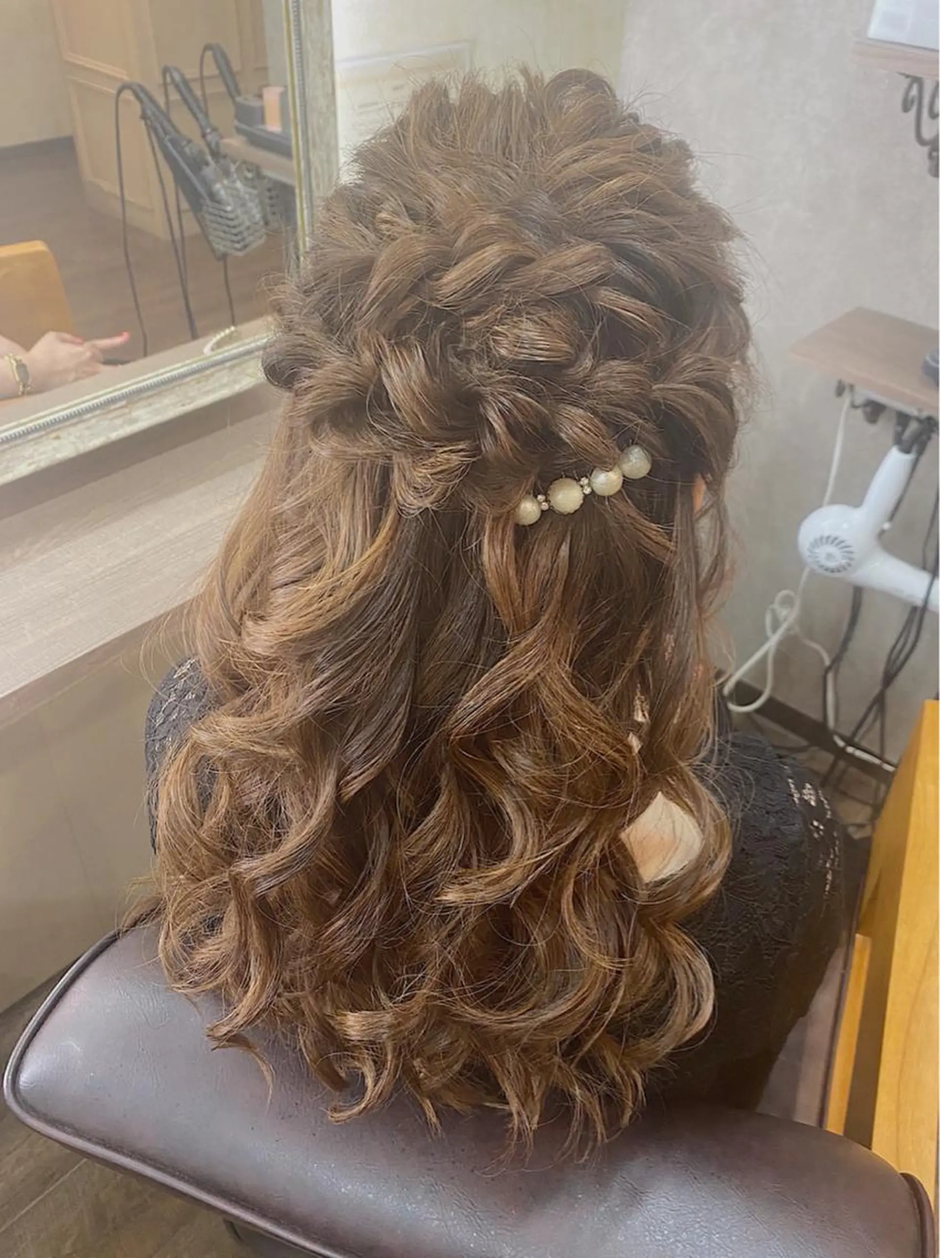 ロング ヘアアレンジ ハーフアップ 結婚式・ブライダル ヘアセット 田井中 悠紀のヘアスタイル