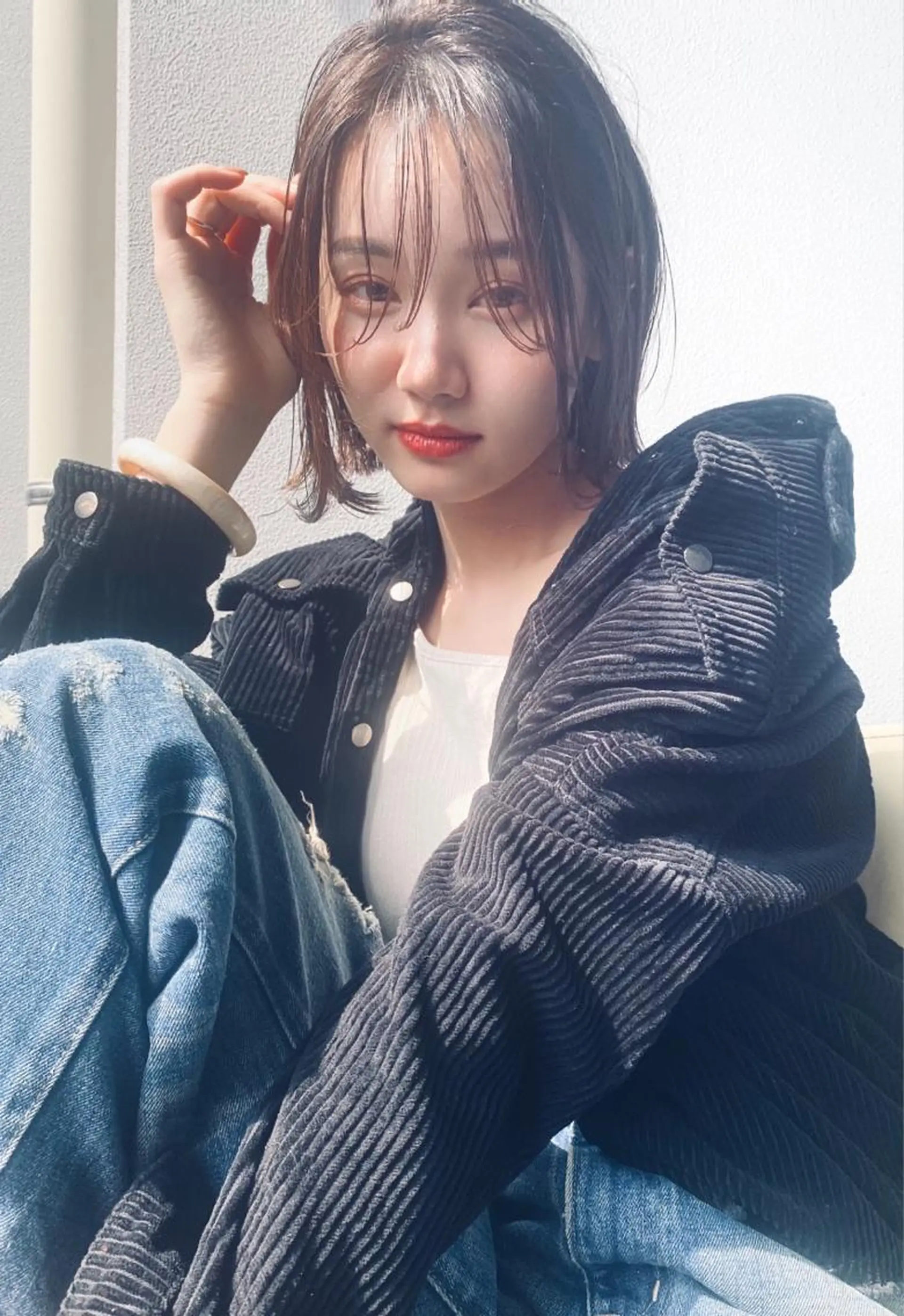 ミディアム カラー ヘアアレンジ ベージュカラー モカベージュ ヘアカラー トリートメント 山崎 澪のヘアスタイル