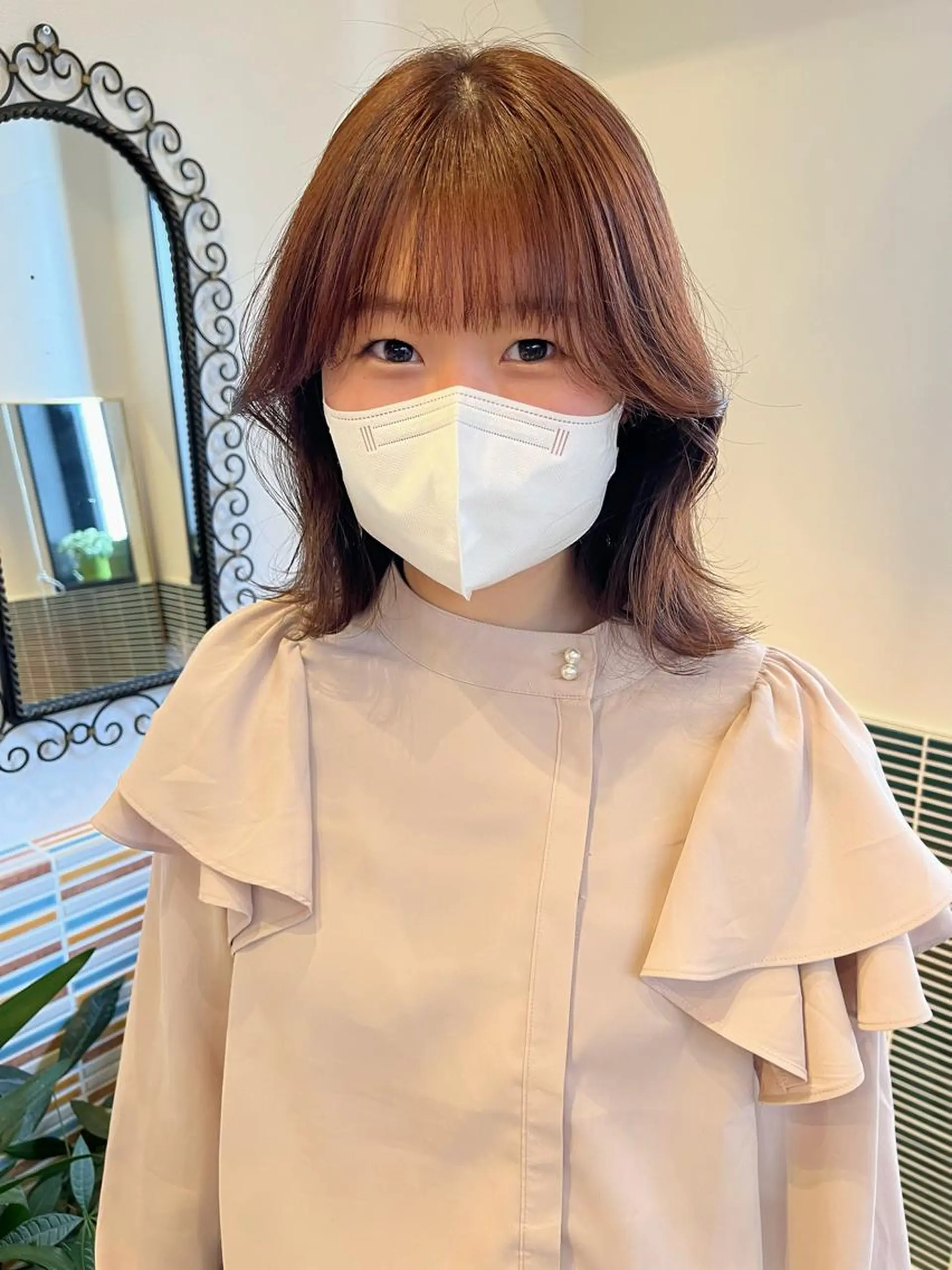 ミディアム カラー ブリーチ ブラウンカラー ブリーチなしカラー オレンジ オレンジブラウン カット ヘアカラー トリートメント 🩷ハイトーン透明感 レイヤー🩷ユリカのヘアスタイル