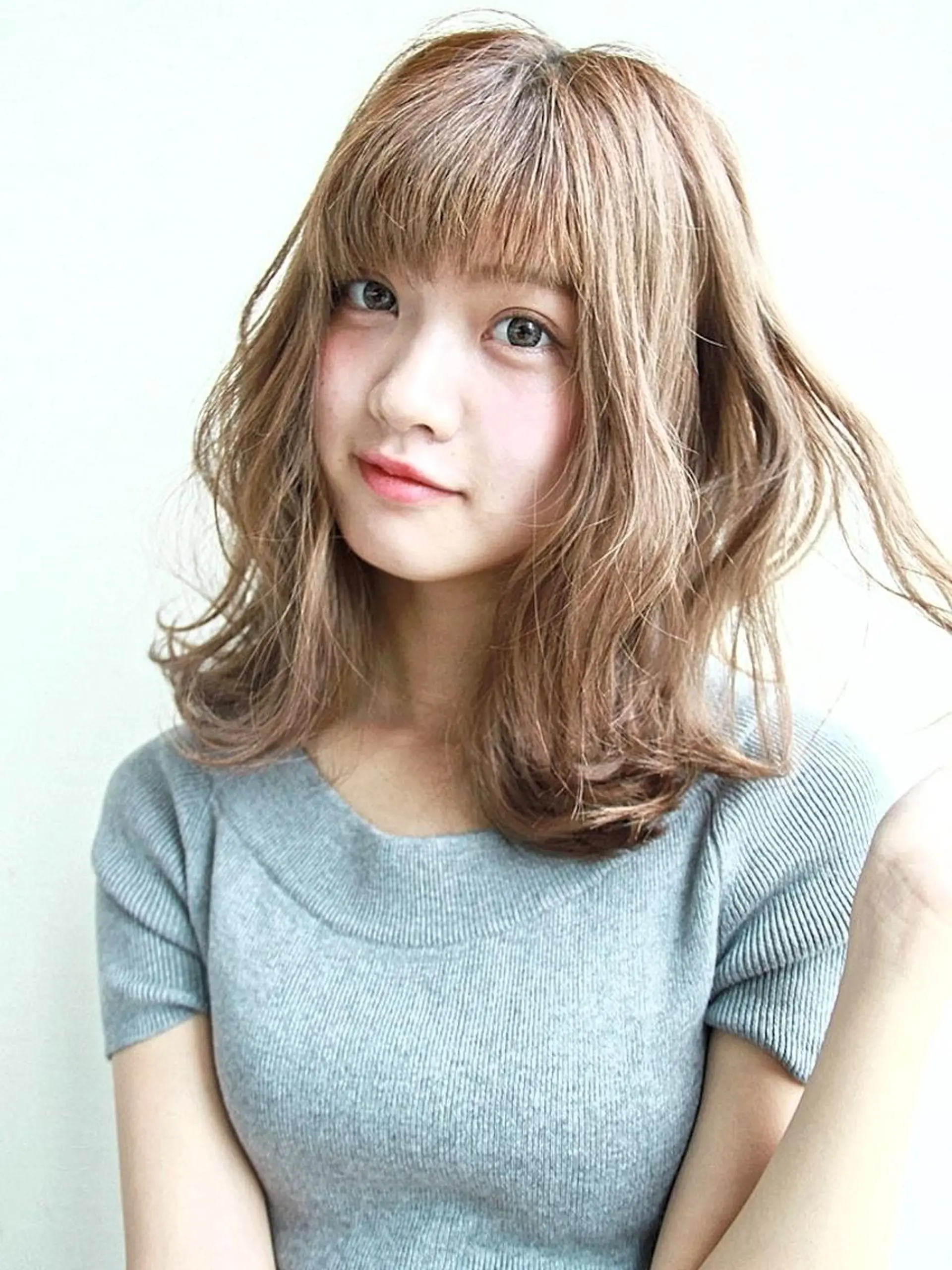 ミディアム カラー ヘアアレンジ パーマ 透明感カラー 小顔カット 🌿flencia 丸　和博🌿のヘアスタイル