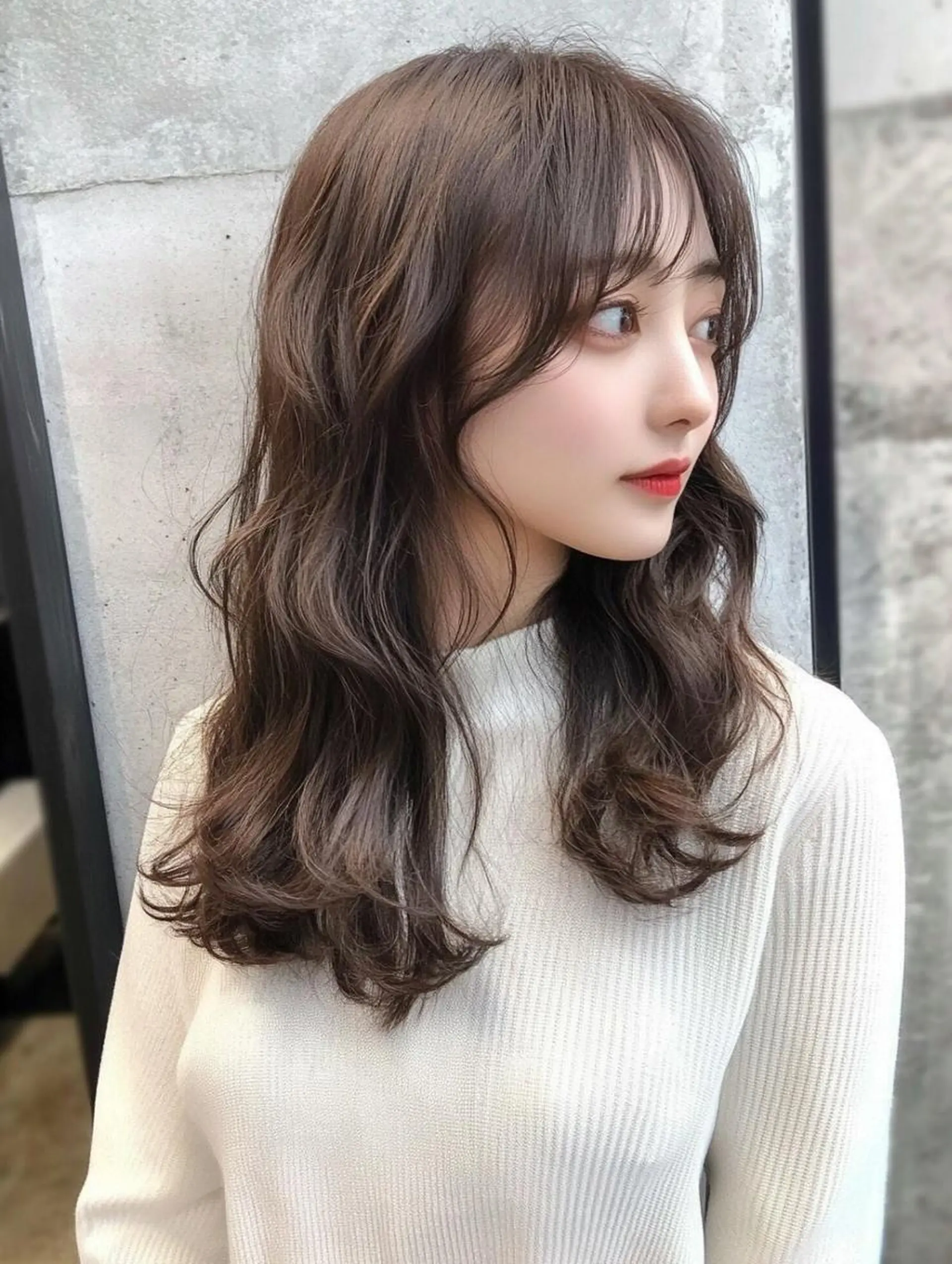 セミロング カット ヘアカラー トリートメント バレイヤージュ/ ミルクティーベージュのヘアスタイル