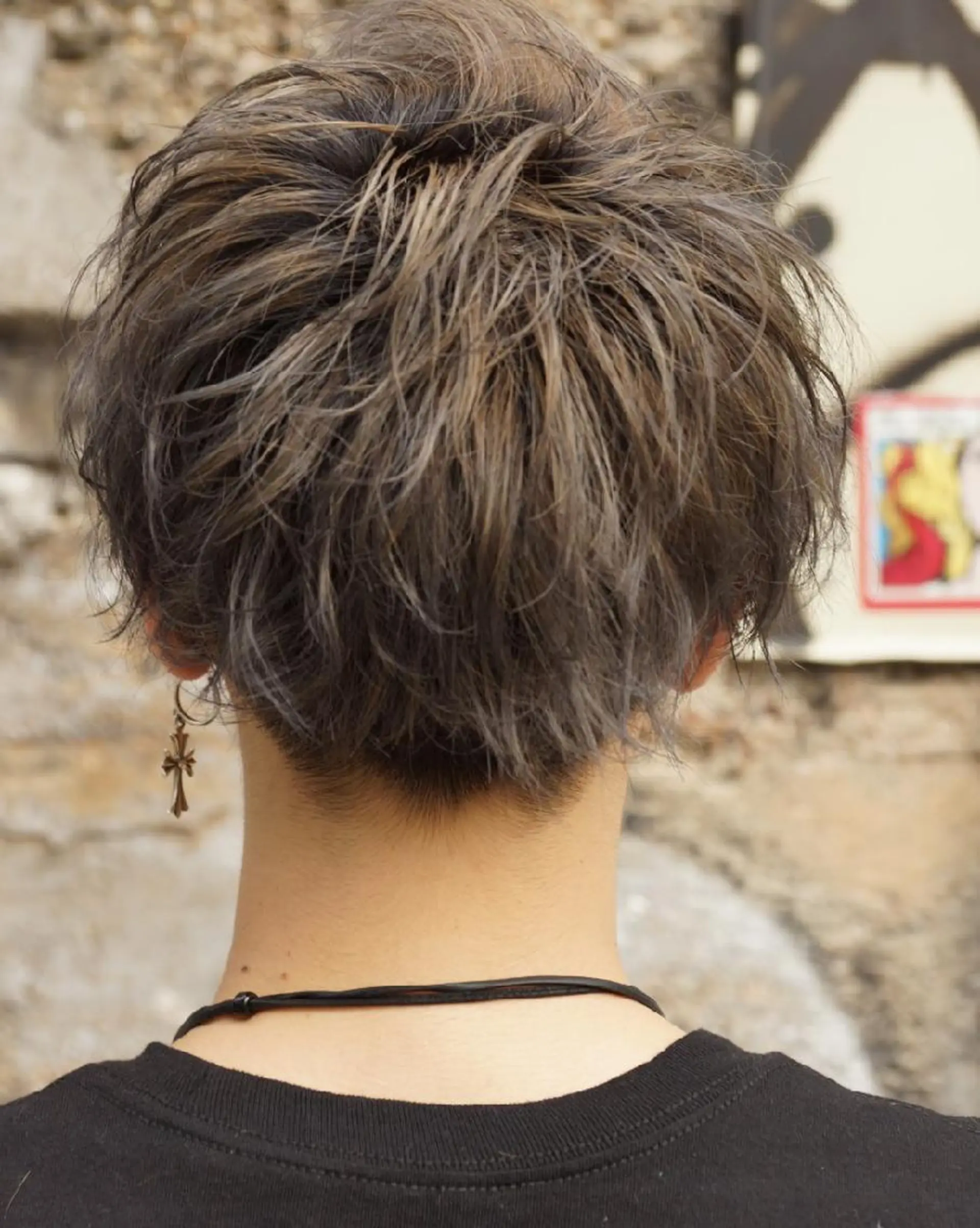 ショート カラー ダブルカラー マッシュヘア ショートヘア 東心斎橋peace 豆柴サロンのヘアスタイル