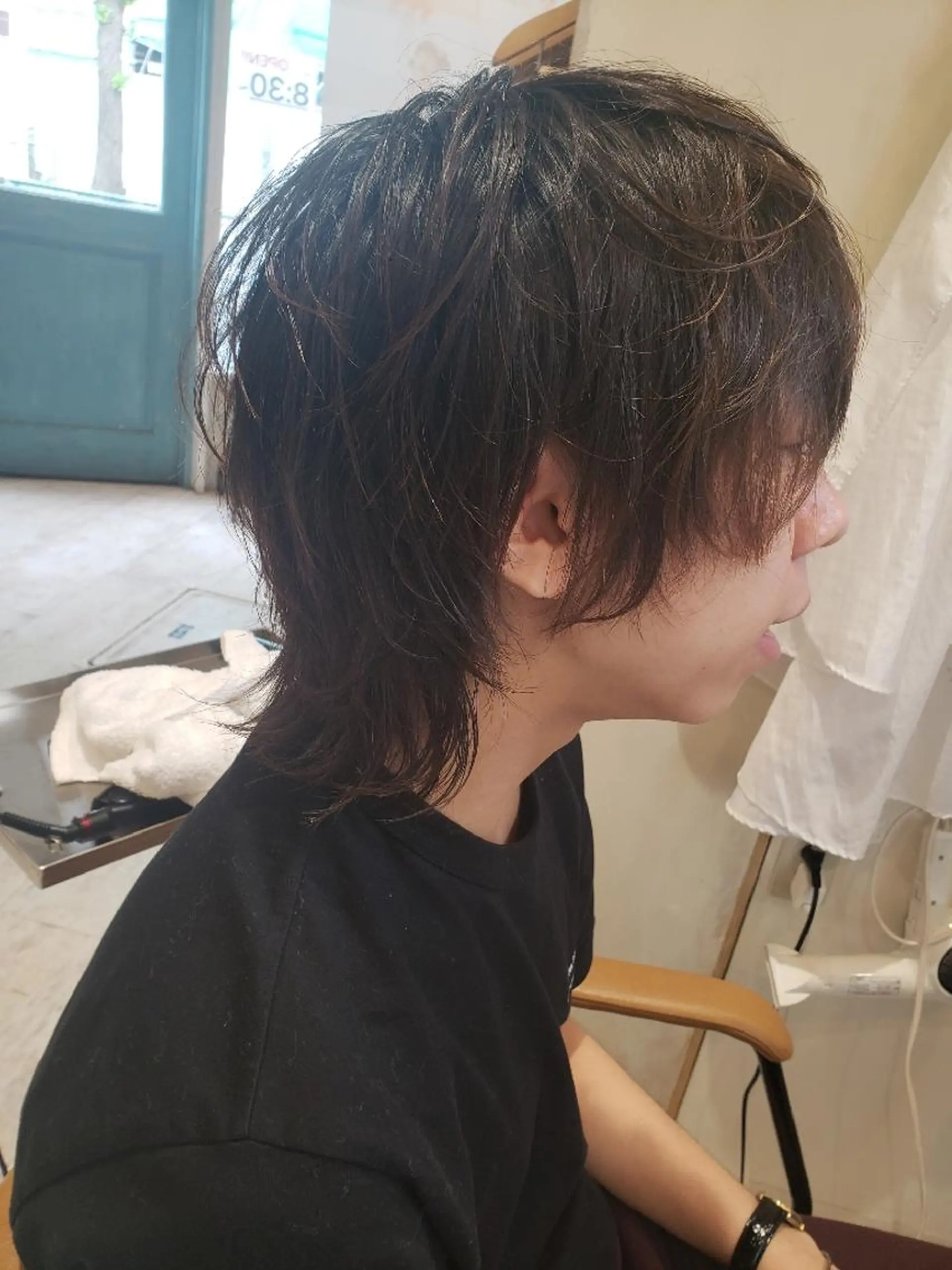 ミディアム メンズ カット 縮毛矯正 渋谷 メンズ 木下 仁来のヘアスタイル