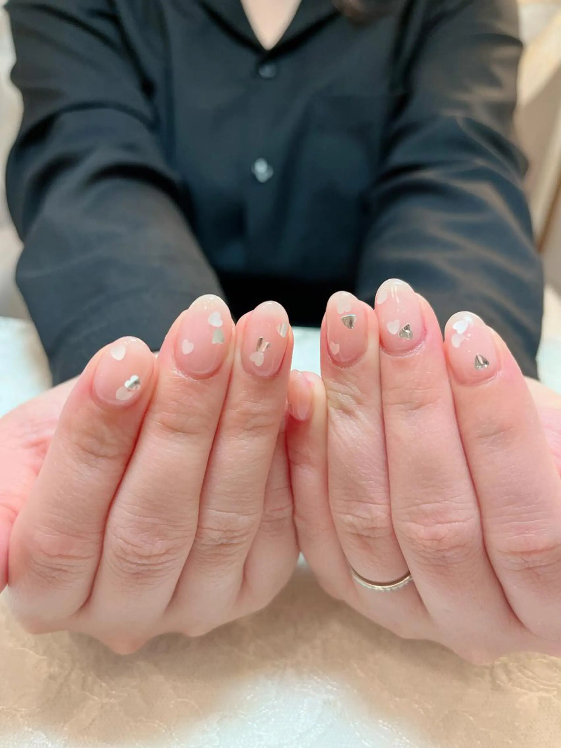 ネイル ハート ピンク ハンドネイル aoinail所属・aoi nailのネイルデザイン