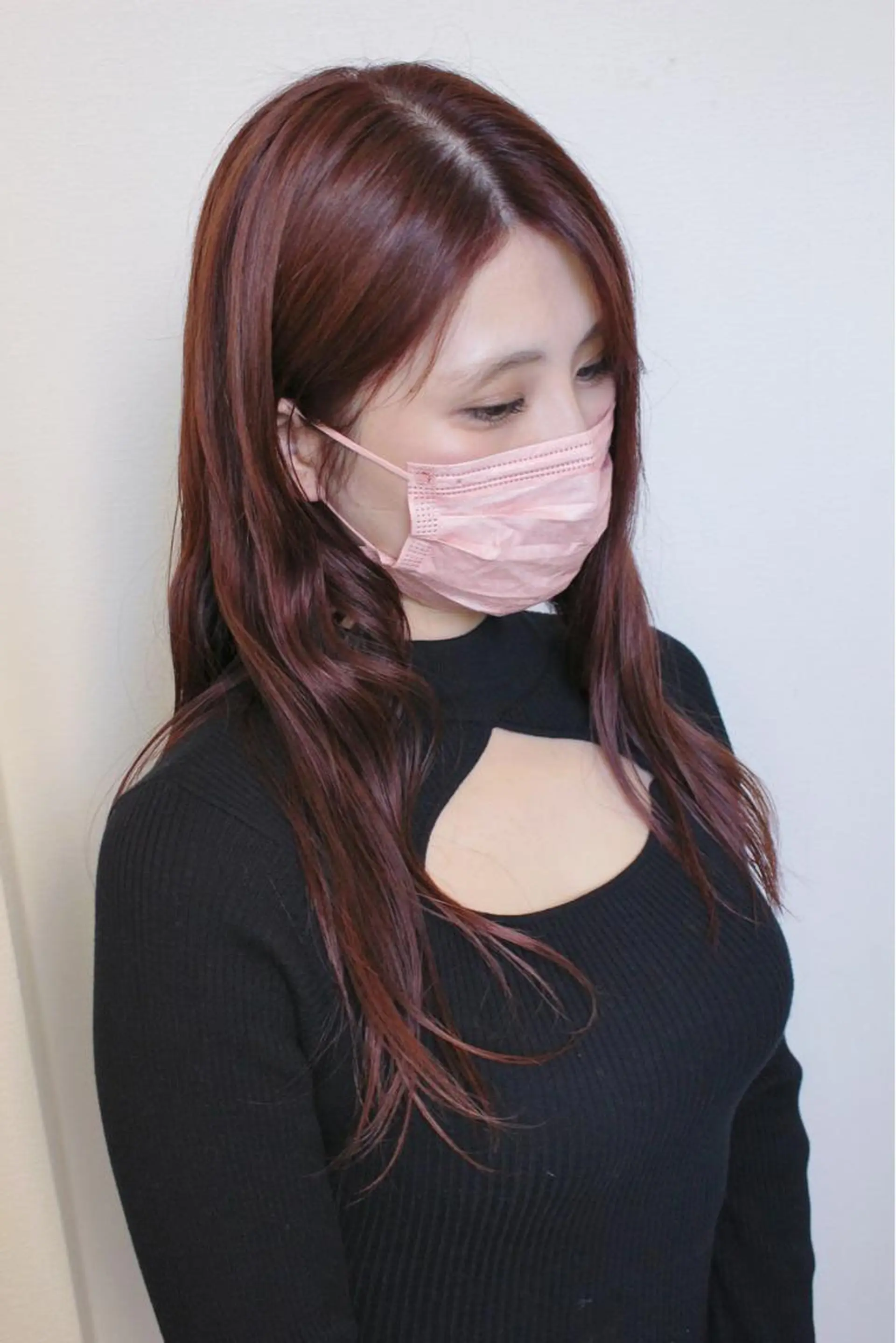 ロング カラー パーマ ブラウンカラー ピンクカラー ピンクブラウン ヘアカラー 土居 正季のヘアスタイル