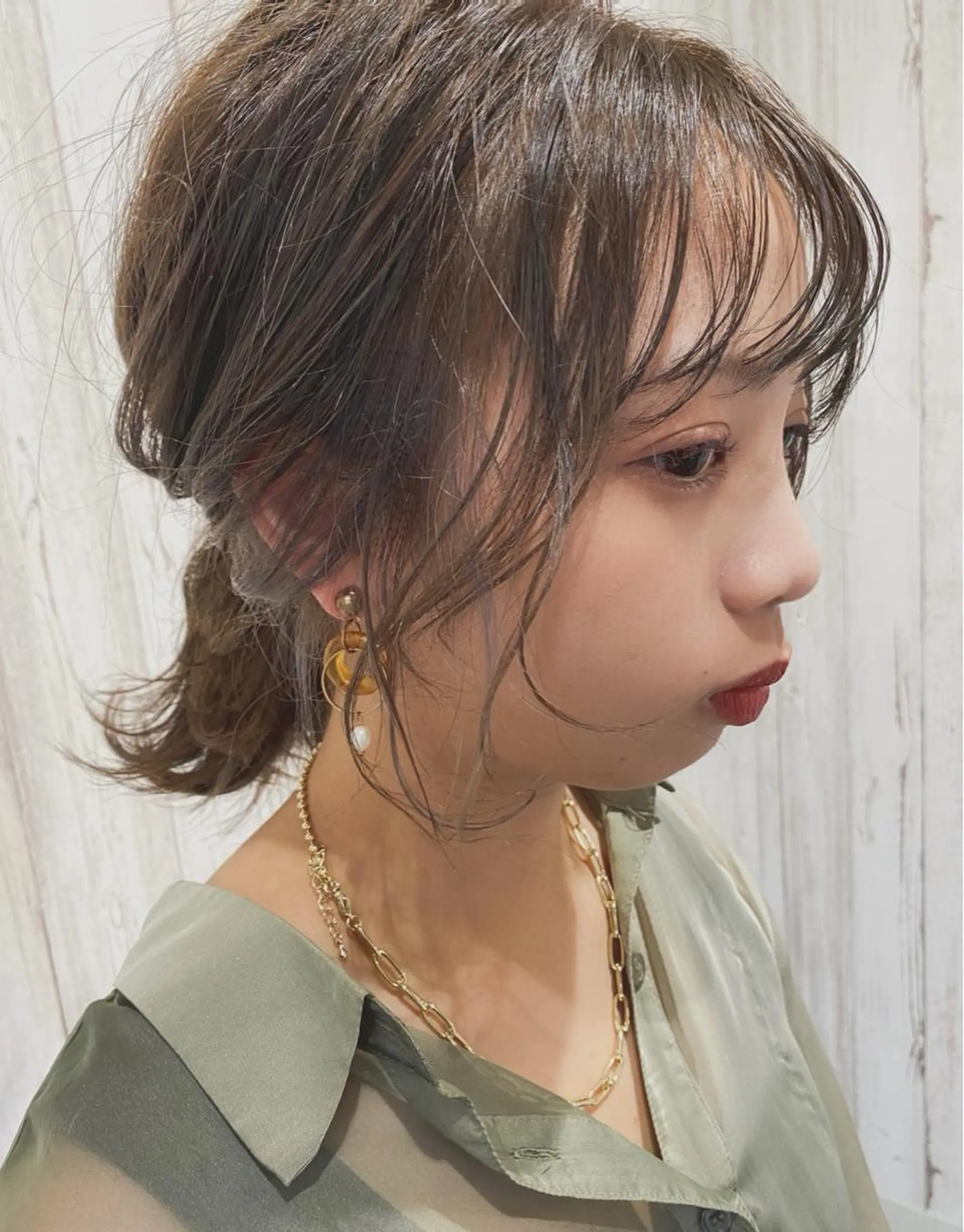 ミディアム 顔周りカット ハイライト レイヤーカット カット ヘアカラー トリートメント 【髪質改善・艶髪 ・ハイライト】ハナカのヘアスタイル