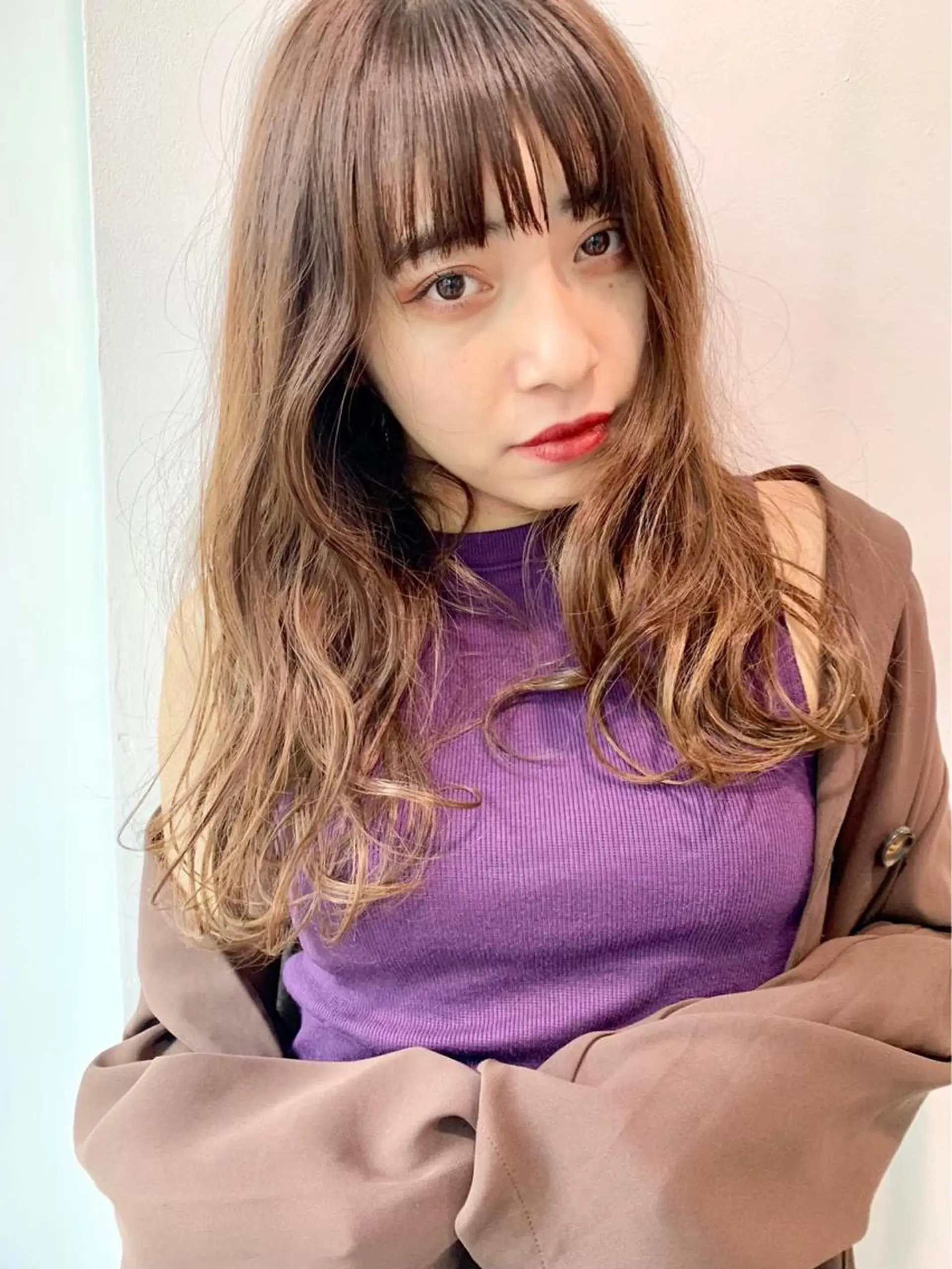 セミロング くすみミルクティー/ ブラウン🪡TOWAのヘアスタイル