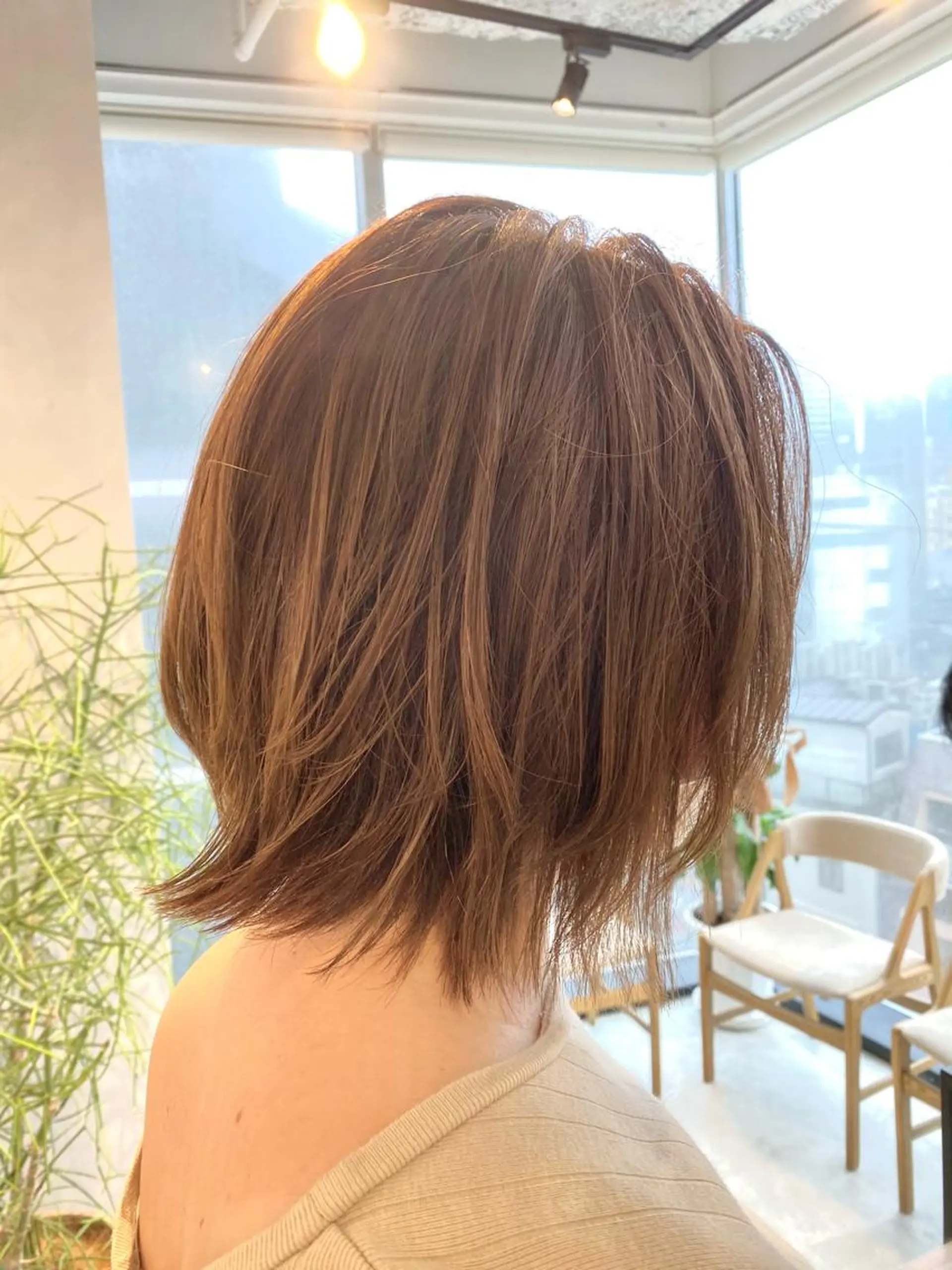 ショート カラー ベージュカラー ボブ くびれヘア カット トリートメント ピンク/ベージュ /似合わせ/田島百華のヘアスタイル