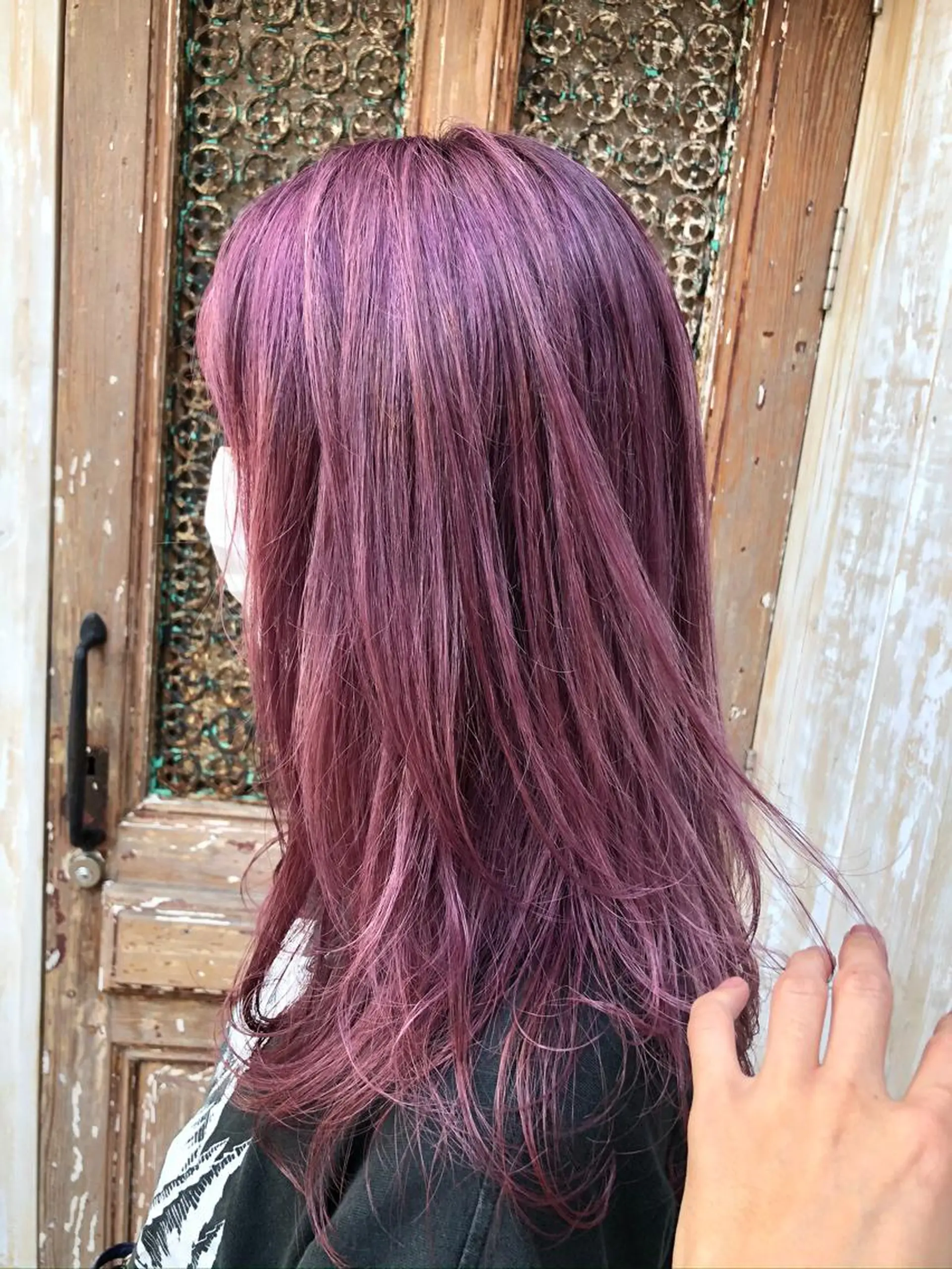 ロング カラー カシス ピンクカラー 舘野 太嘉宏のヘアスタイル