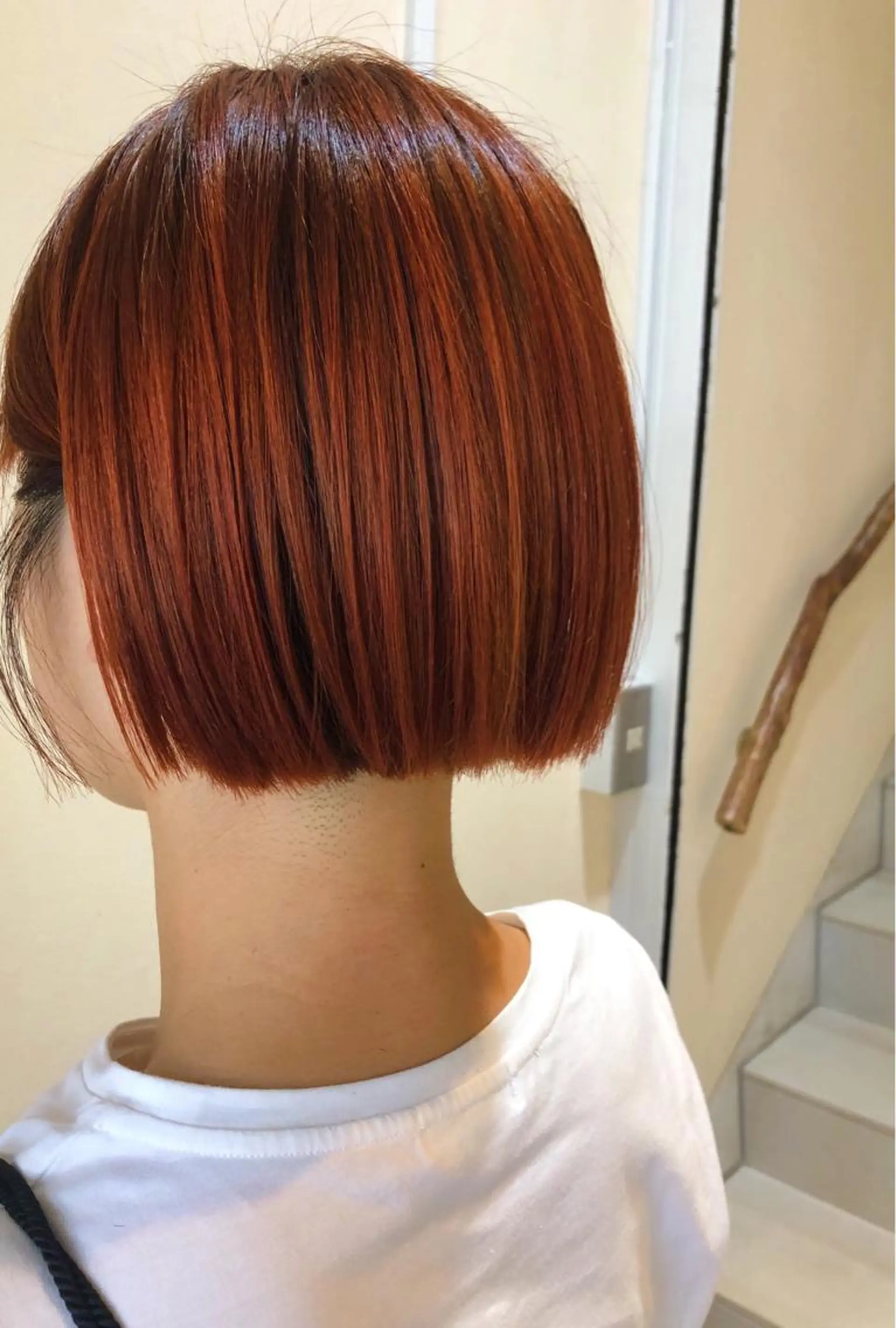 ショート カラー オレンジ ボブ 綿貫 美香のヘアスタイル