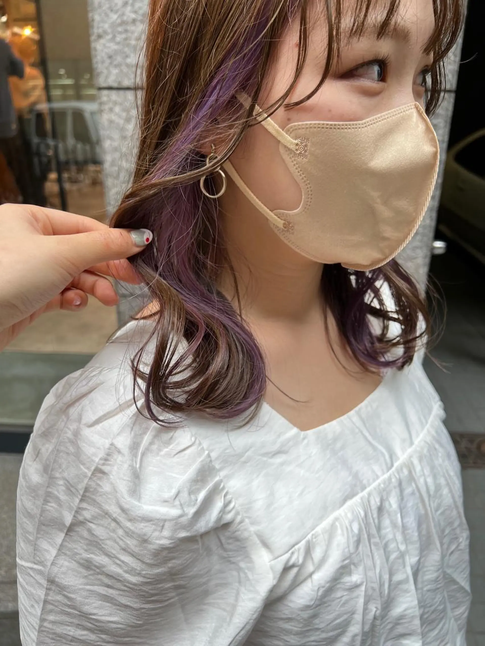 セミロング カラー ラベンダーカラー カット ヘアカラー ノイシキ サキのヘアスタイル