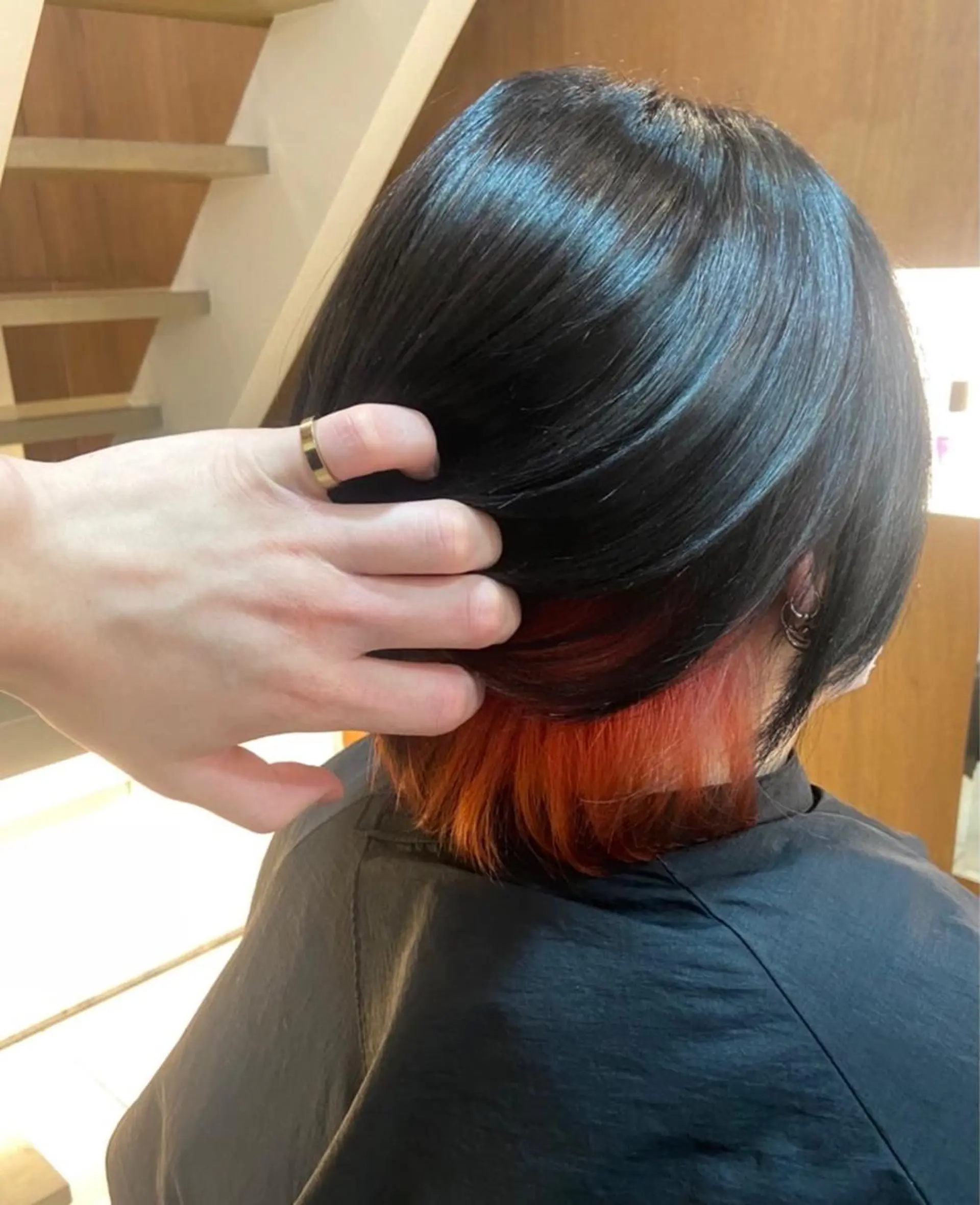 カラー インナーカラー オレンジ 田中 巧のヘアスタイル