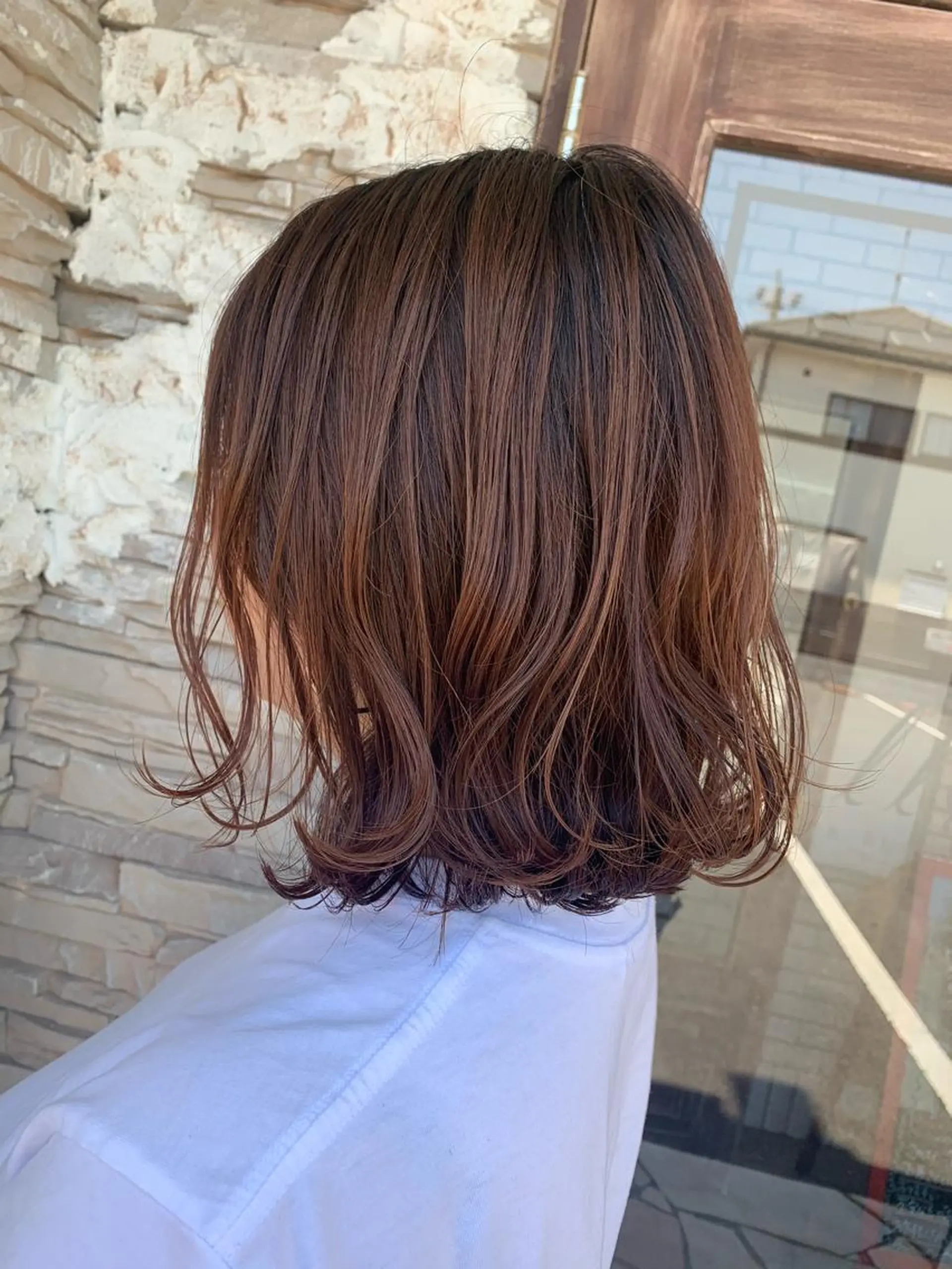 ミディアム 切りっぱなしボブ ボブ レイヤーカット カット ヘアカラー トリートメント こいけ ほのかのヘアスタイル