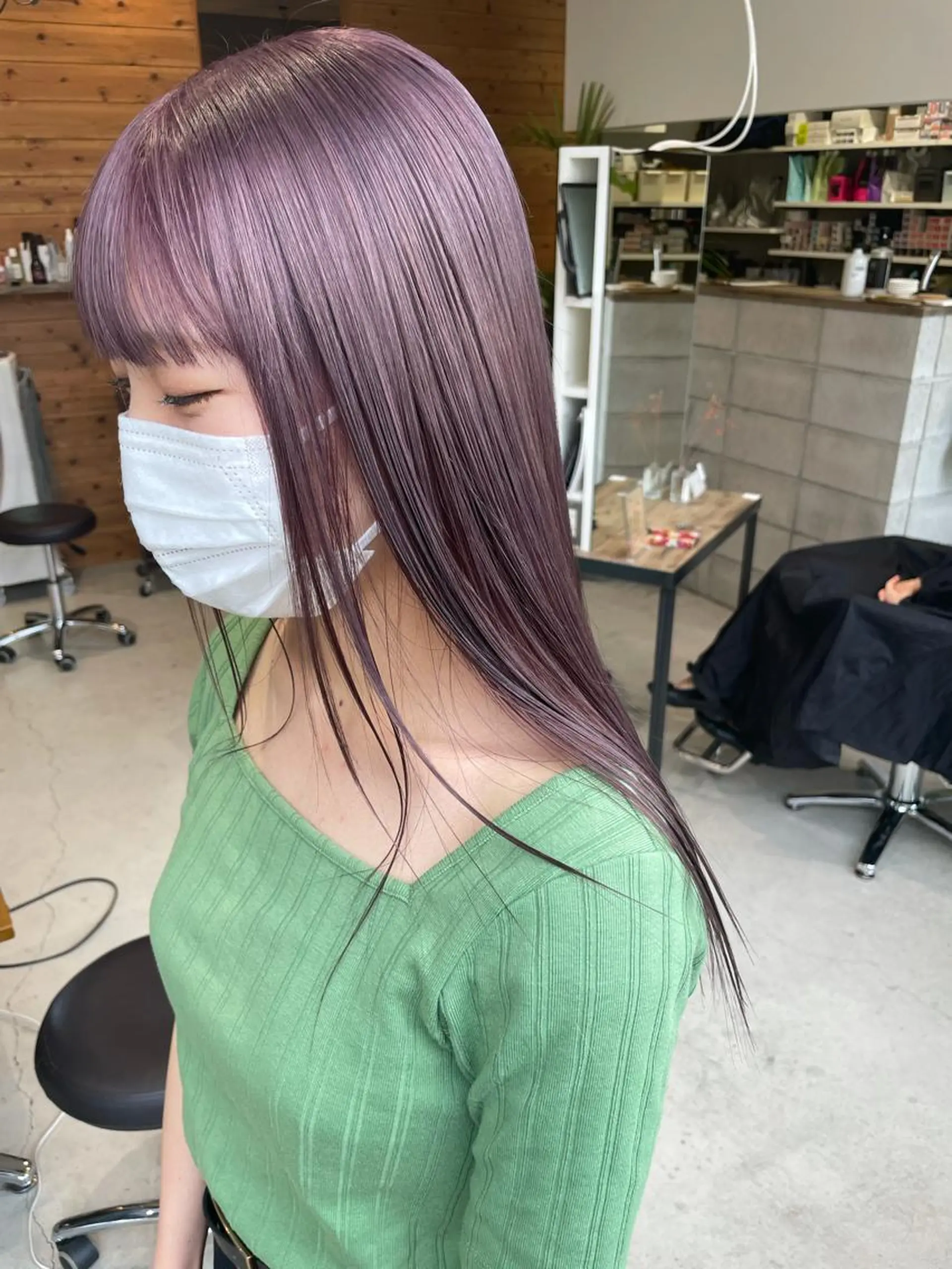 ロング カラー ブリーチ ピンクカラー バイオレットカラー ill.所属・ill［イル］大須 ダブルカラー髪質改善のヘアスタイル