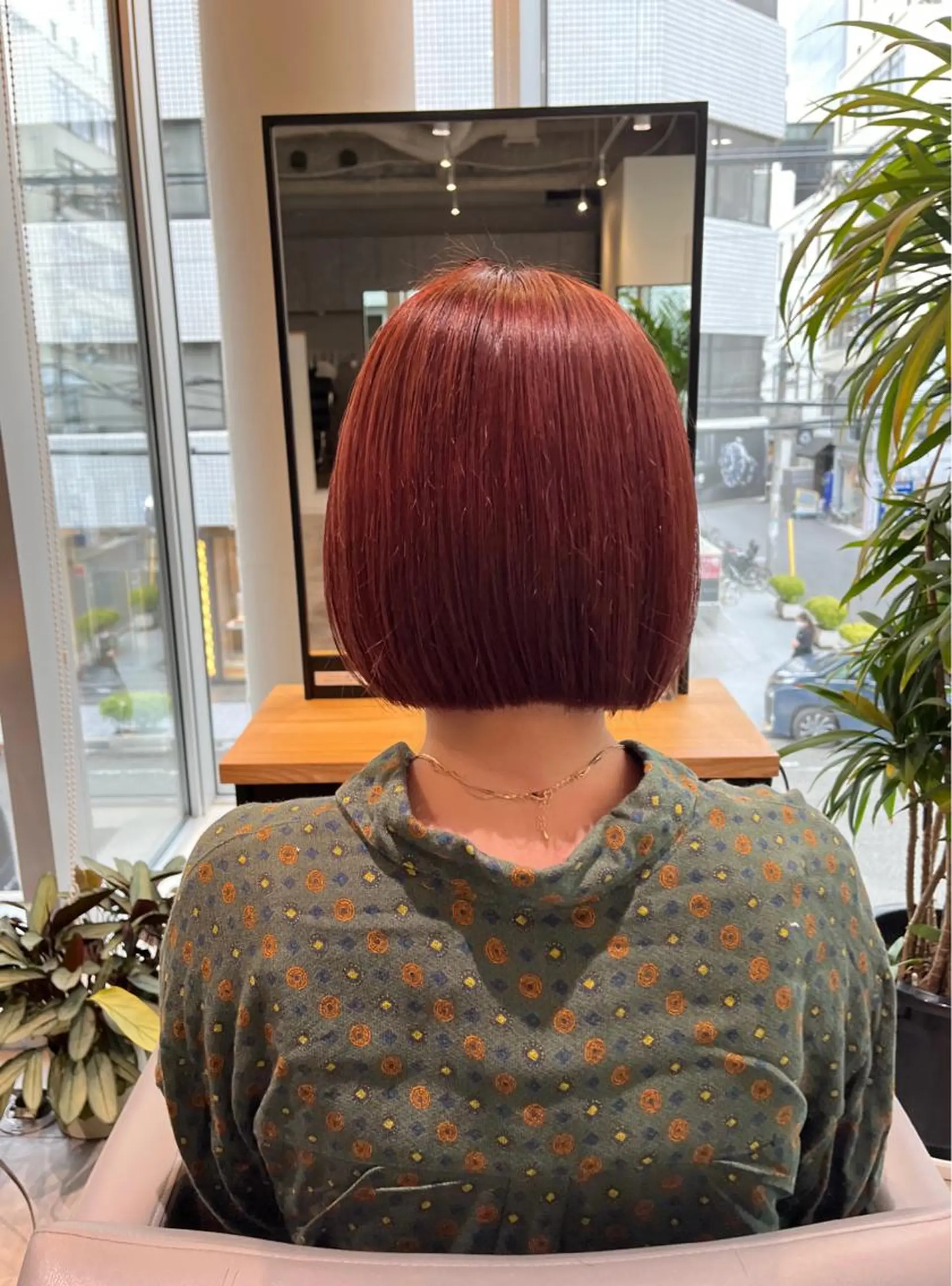 ショート カラー 切りっぱなしボブ オレンジ ピンクカラー ボブ オン眉 カット ヘアカラー ショート/パーマ/ カラー/FUKOのヘアスタイル