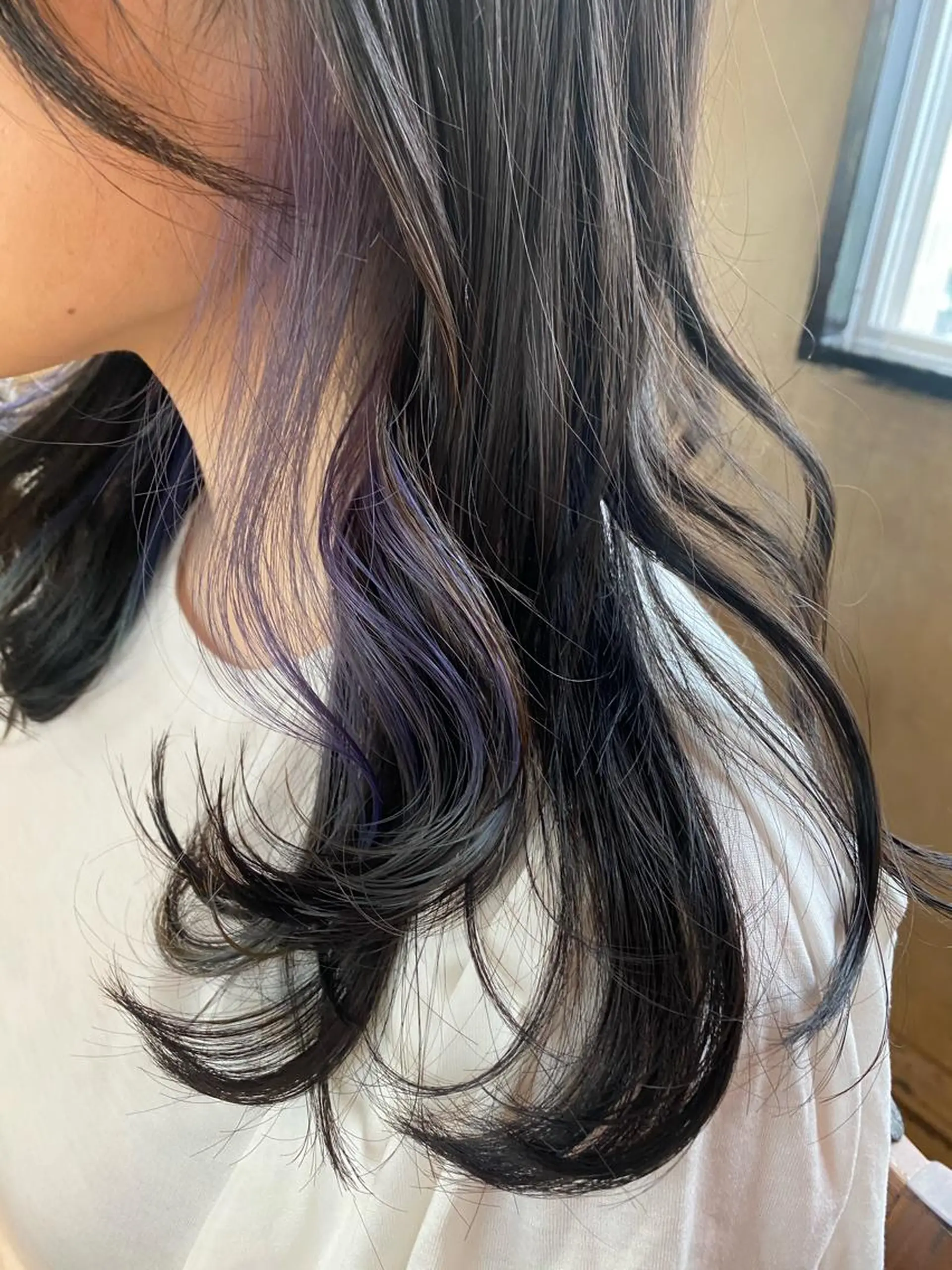 セミロング カラー ブルーカラー ブルーパープル パープルカラー ツキノキ ミナのヘアスタイル