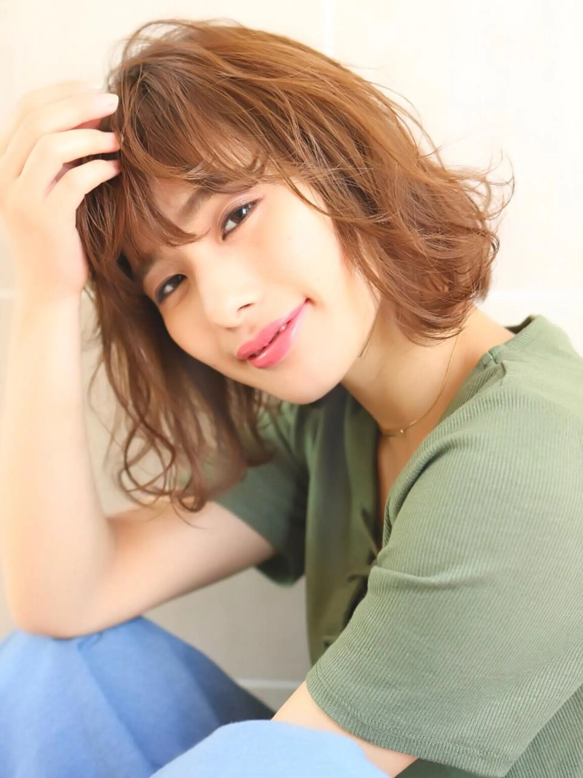 ミディアム パーマ ヘアカラー やまだ まいのヘアスタイル