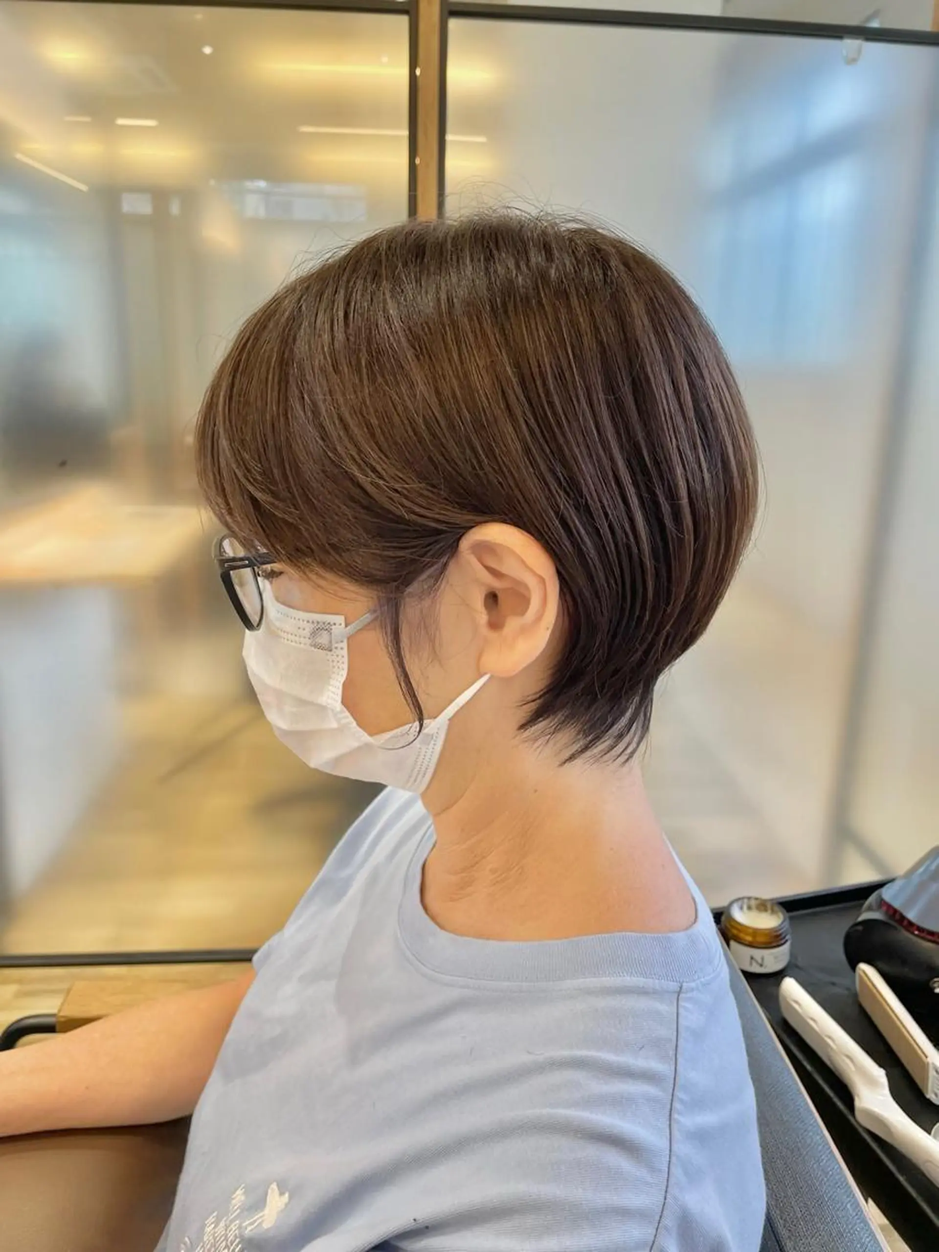 ショート ショートボブ 丸みショート ボブ ハイライト 髪質改善 カット ヘアカラー シノハラ ガクト ショート/白髪ぼかしのヘアスタイル