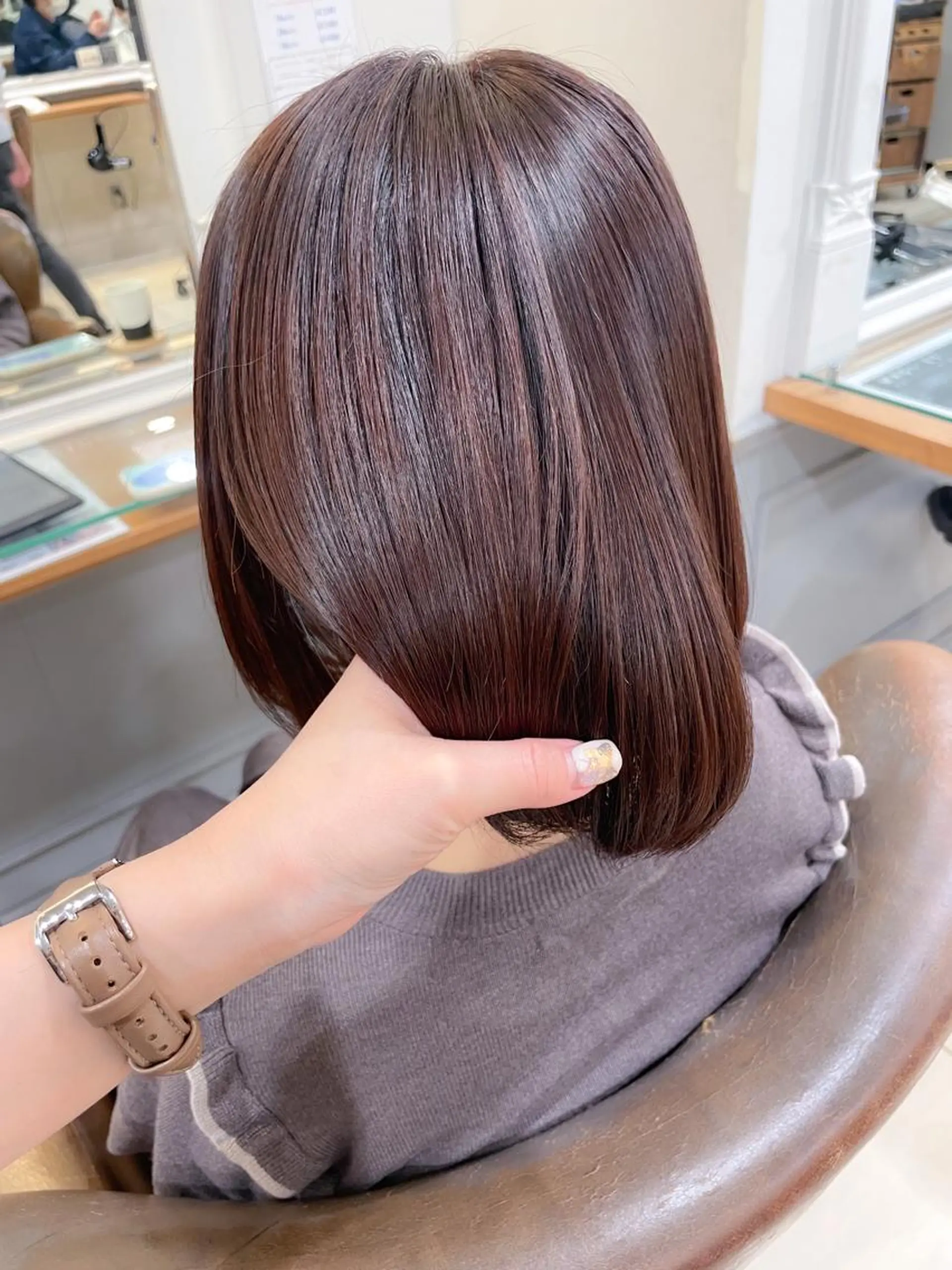 ミディアム カラー ブラウンカラー ピンクカラー ピンクブラウン ボブ カット ヘアカラー ✨カラー支持No.1 🧸ワキ カナコ🧸のヘアスタイル