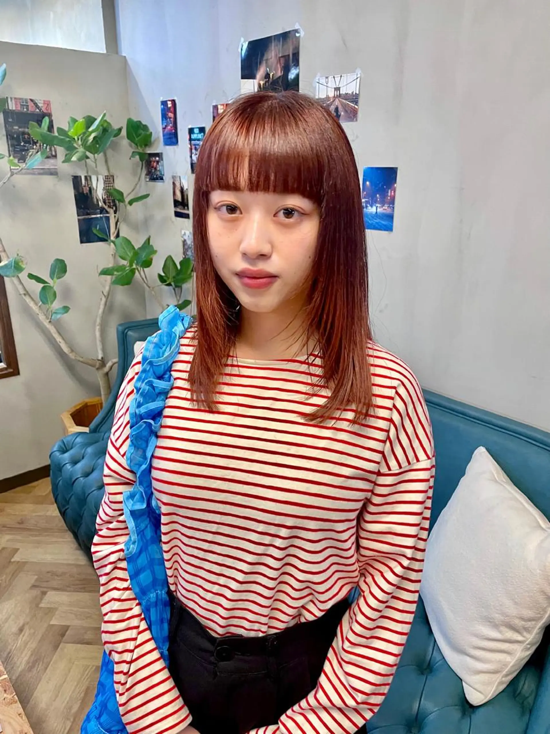 ミディアム カラー パーマ ヘアアレンジ メンズ キッズ ネイル マツエク・マツパ アイブロウ オレンジ カラーマツエク オレンジ カット ヘアカラー トリートメント tatsumi/ボブ ウルフ/レイヤーのヘアスタイル