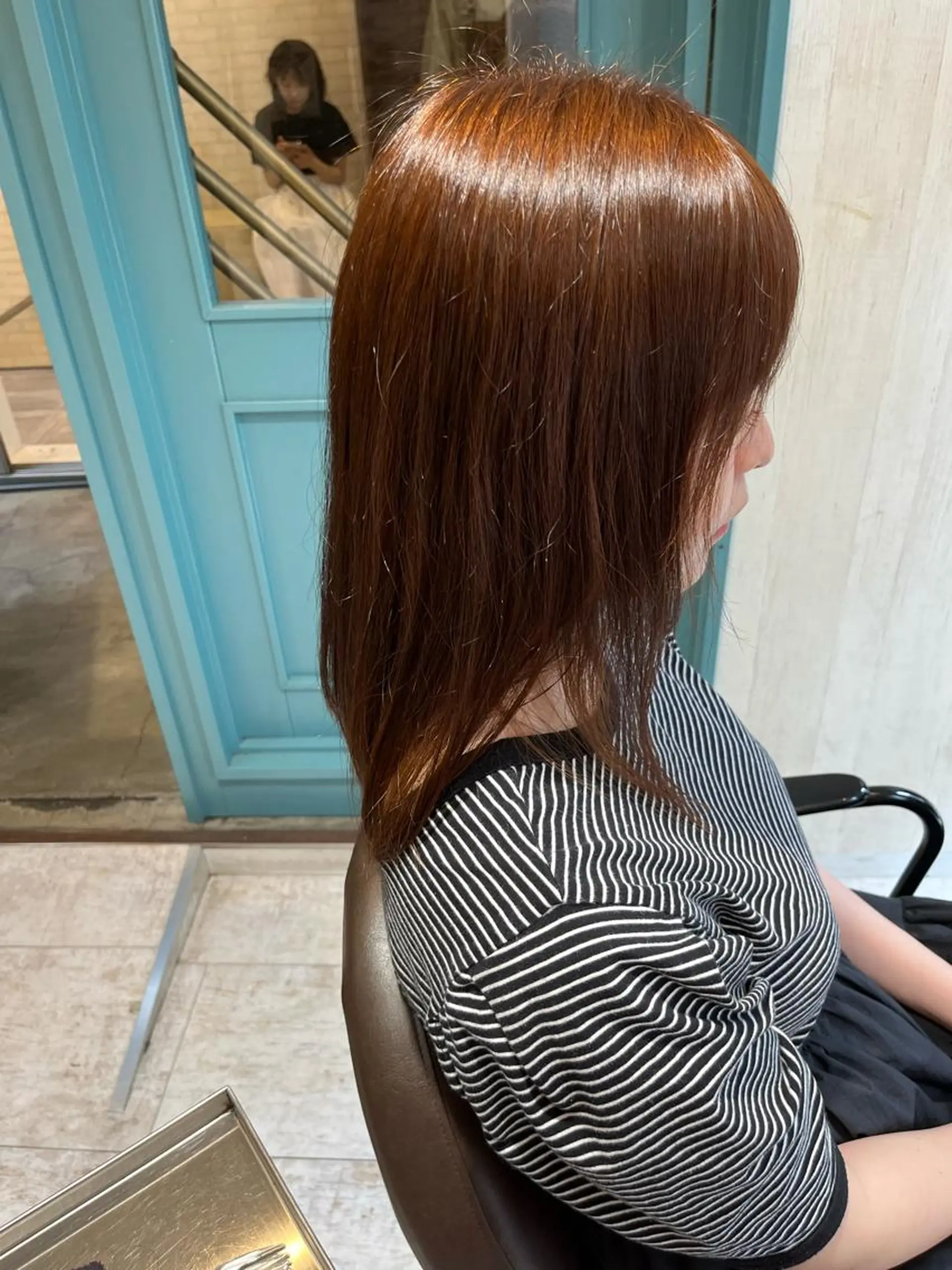 セミロング カラー ヘアアレンジ オレンジ トリートメント 阿部 うららのマツエク・マツパデザイン