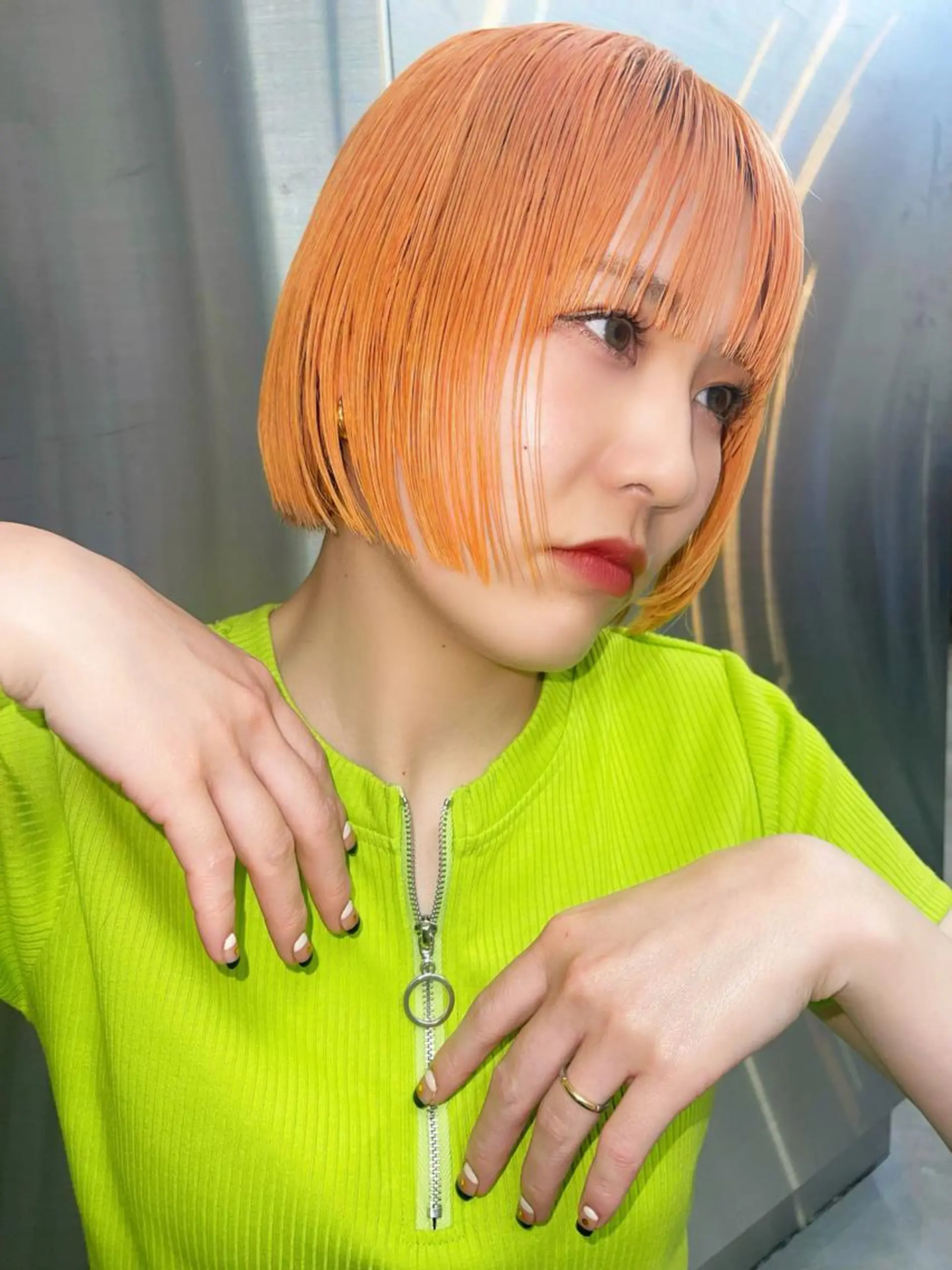 ショート カラー オレンジ miyu🎀まつ毛 /耳つぼジュエリーのマツエク・マツパデザイン