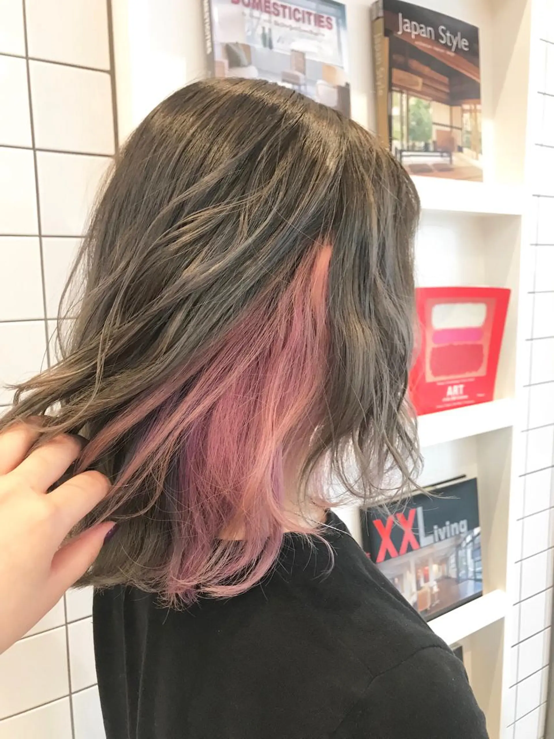 ミディアム カラー ピンクカラー 髙橋 かすみのヘアスタイル