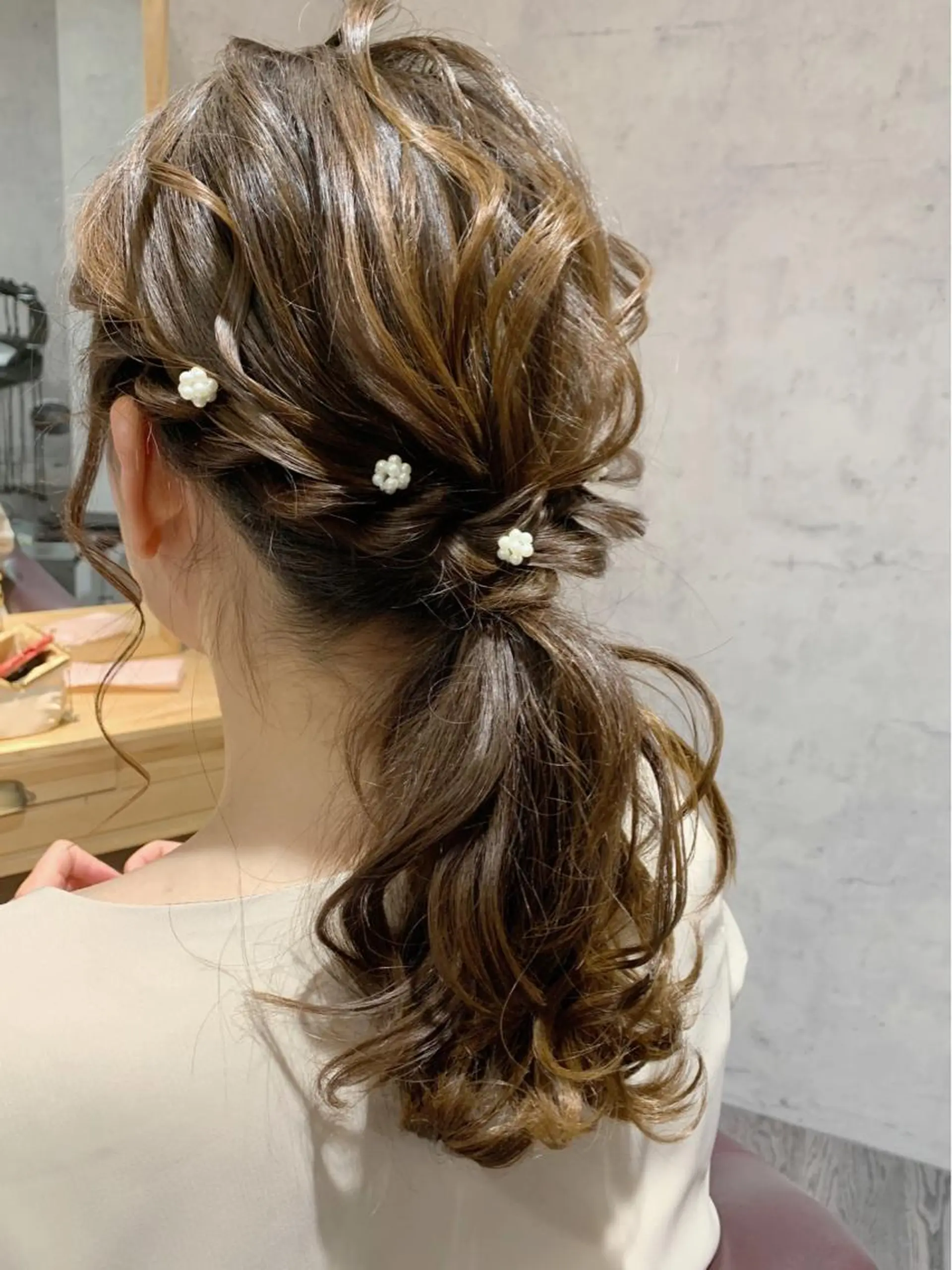 ミディアム ヘアアレンジ ヘアセット バレイヤージュ KAZUMAのヘアスタイル