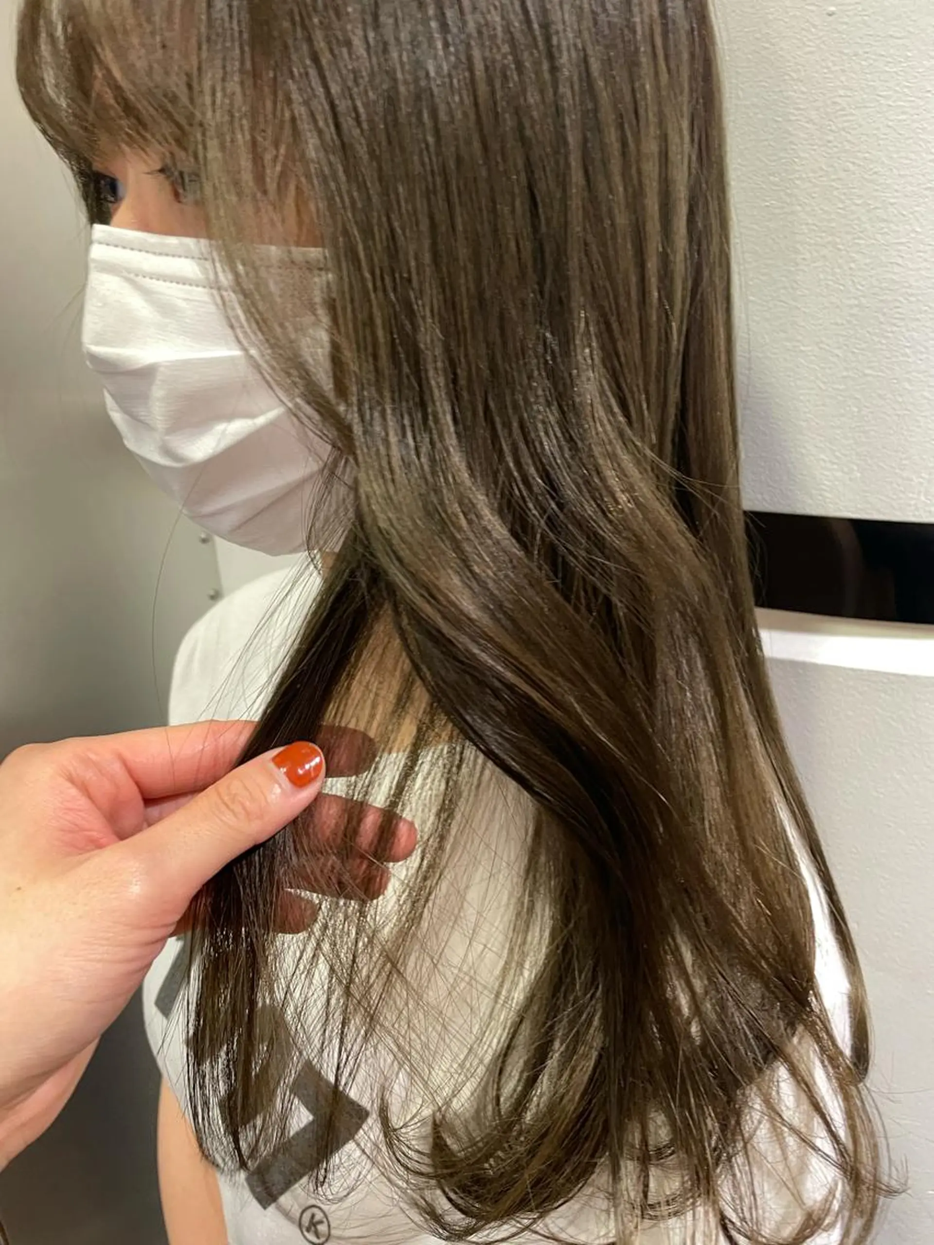 ロング カラー カット ヘアカラー ブリーチなしで透け感 暖色カラーボブaoiのヘアスタイル