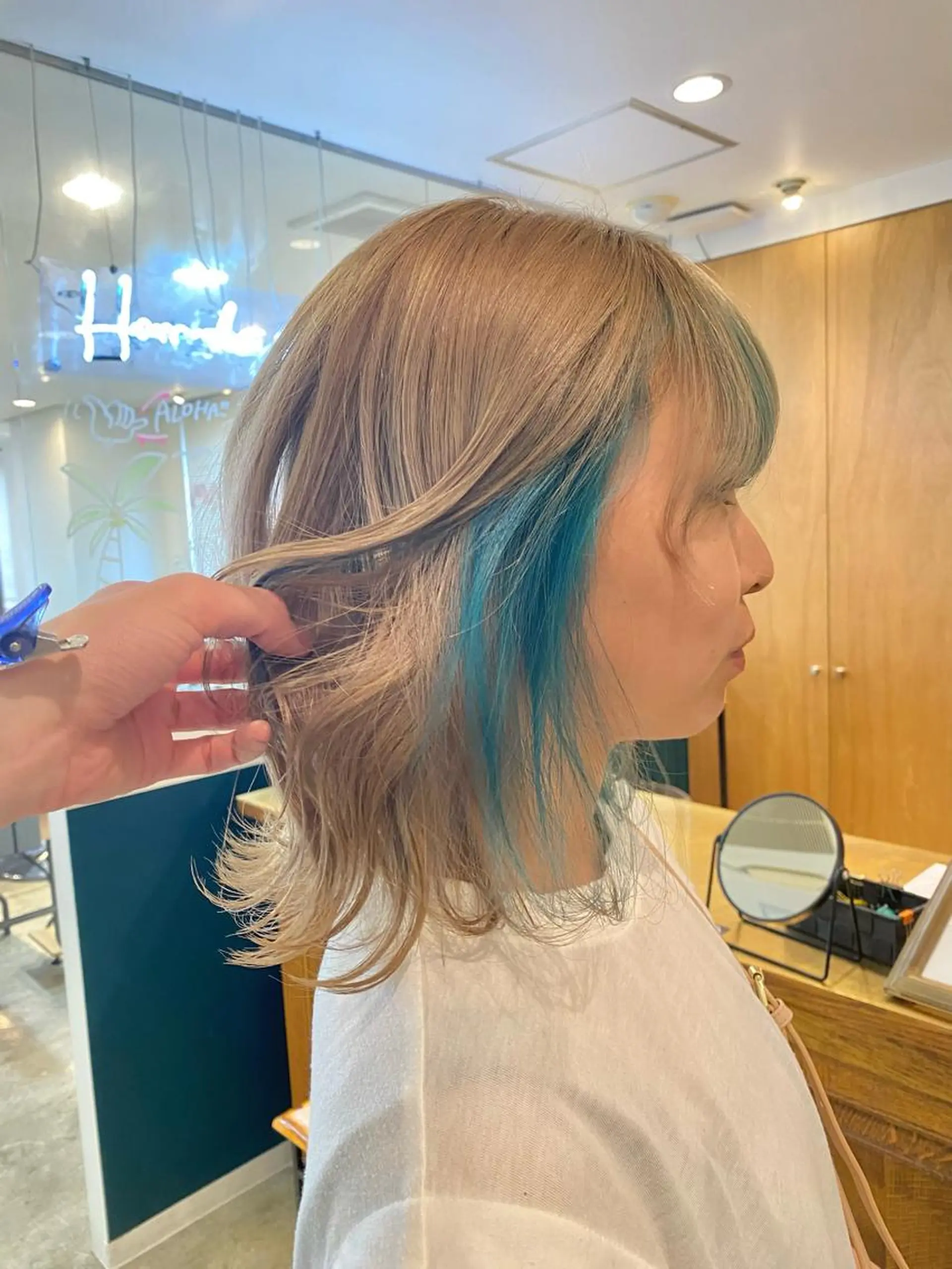 ミディアム ヘアカラー トリートメント 聖斗 /ハイトーン/パーマのヘアスタイル