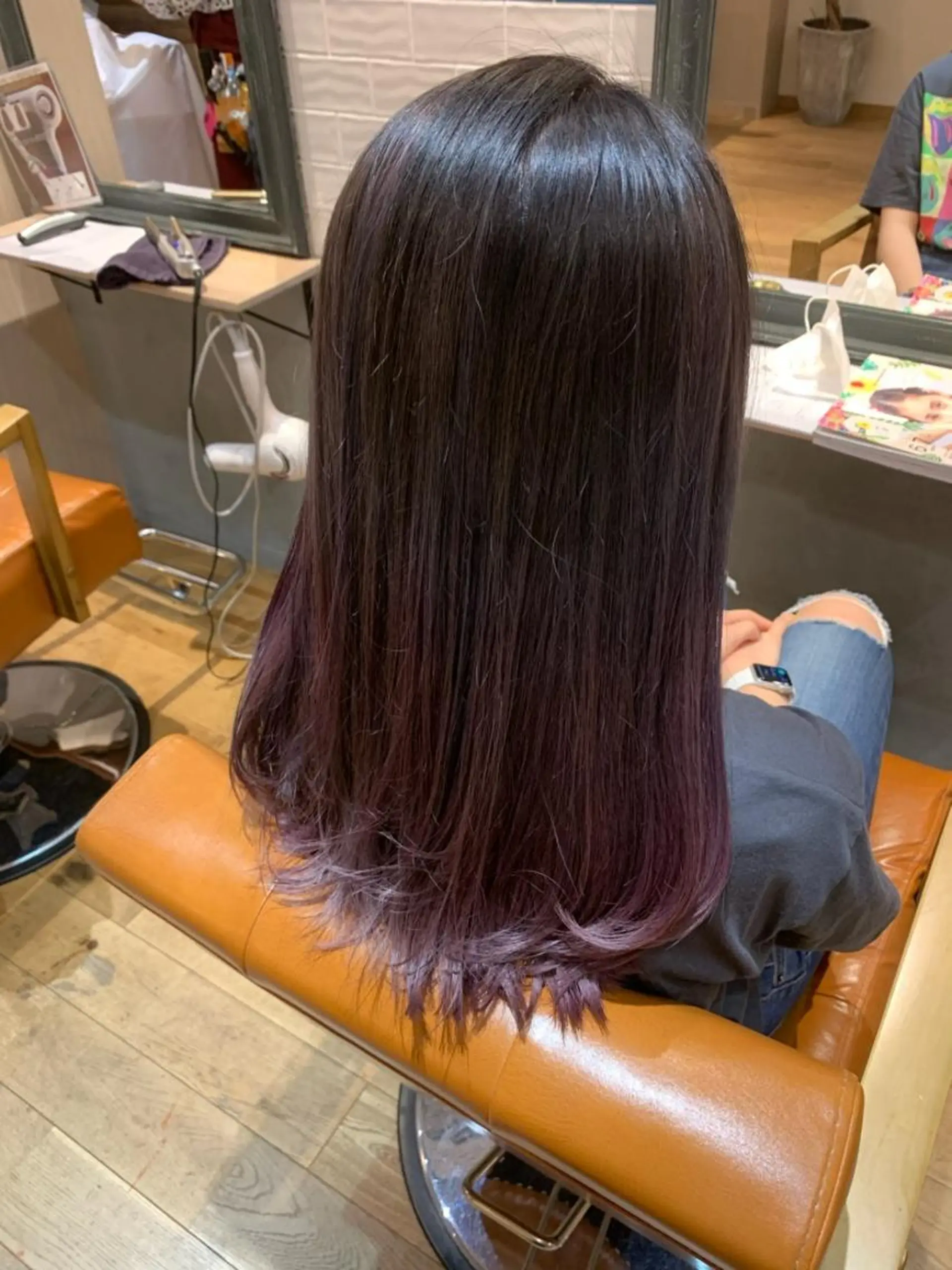セミロング パープルカラー ✨髪質改善✖︎韓国 レイヤー✨ナカムラのヘアスタイル