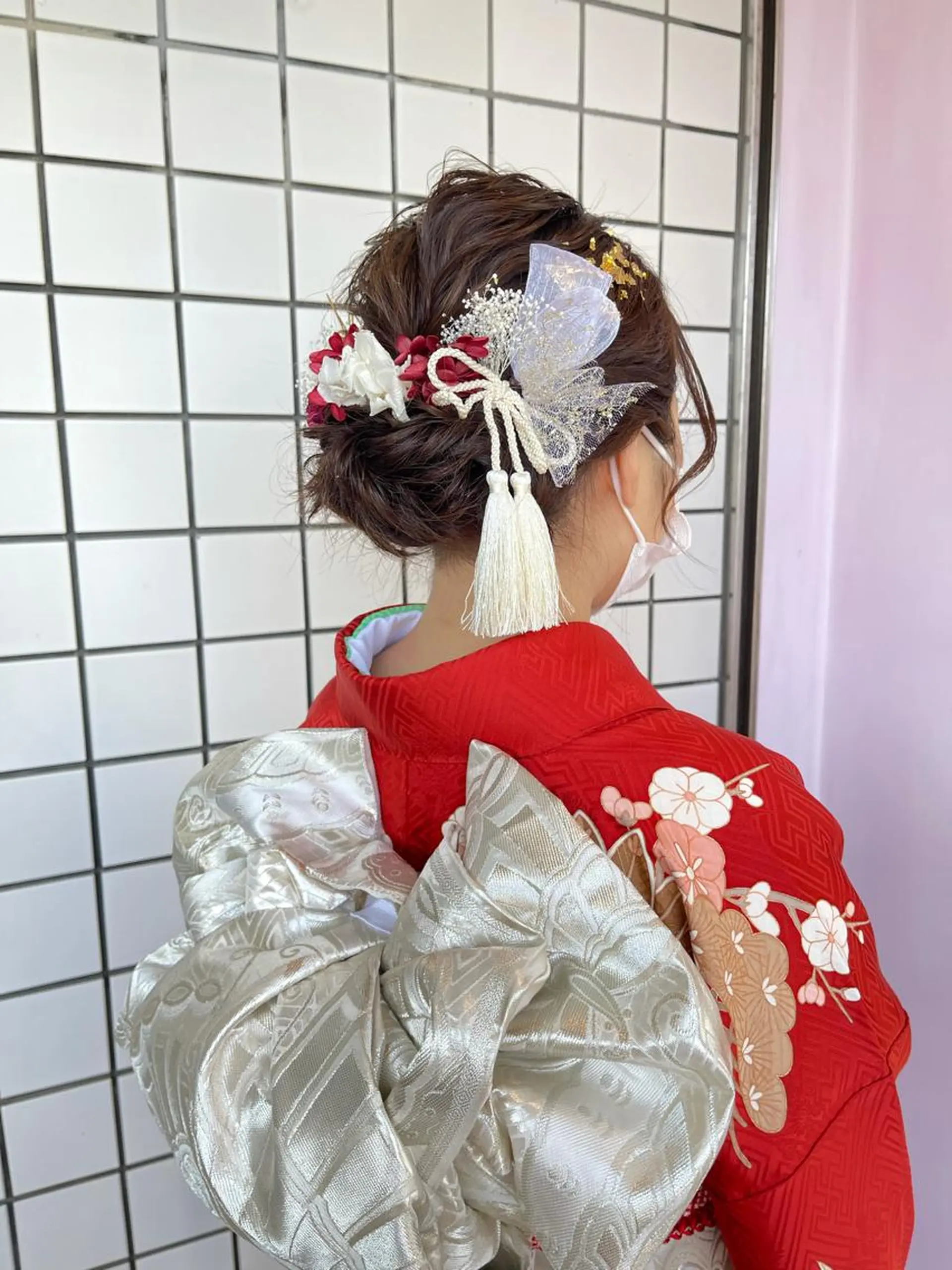 セミロング ヘアアレンジ 成人式 心斎橋/ブリーチ minamiのヘアスタイル