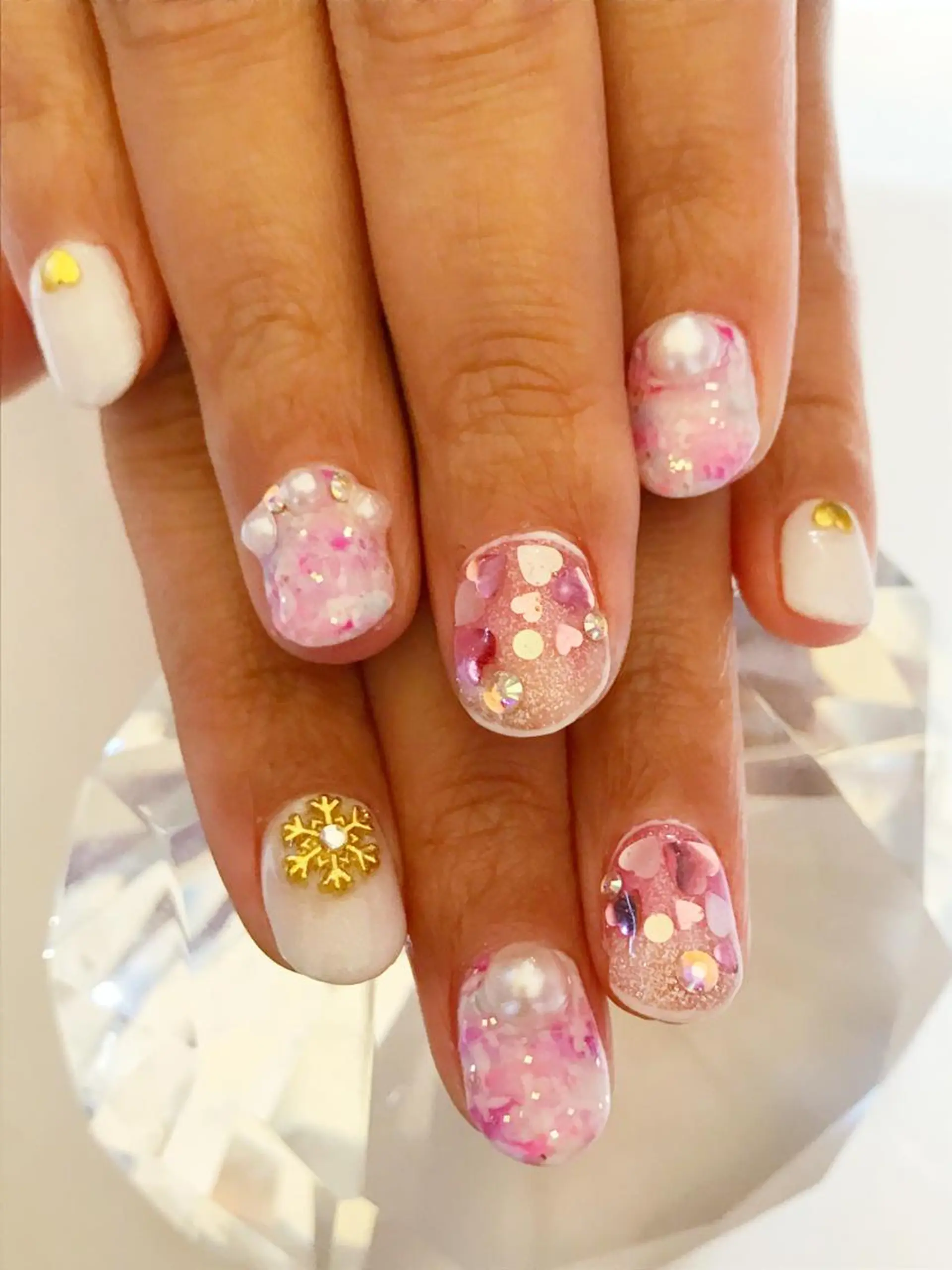 ネイル ハート ツイードネイル YUN 💅のネイルデザイン