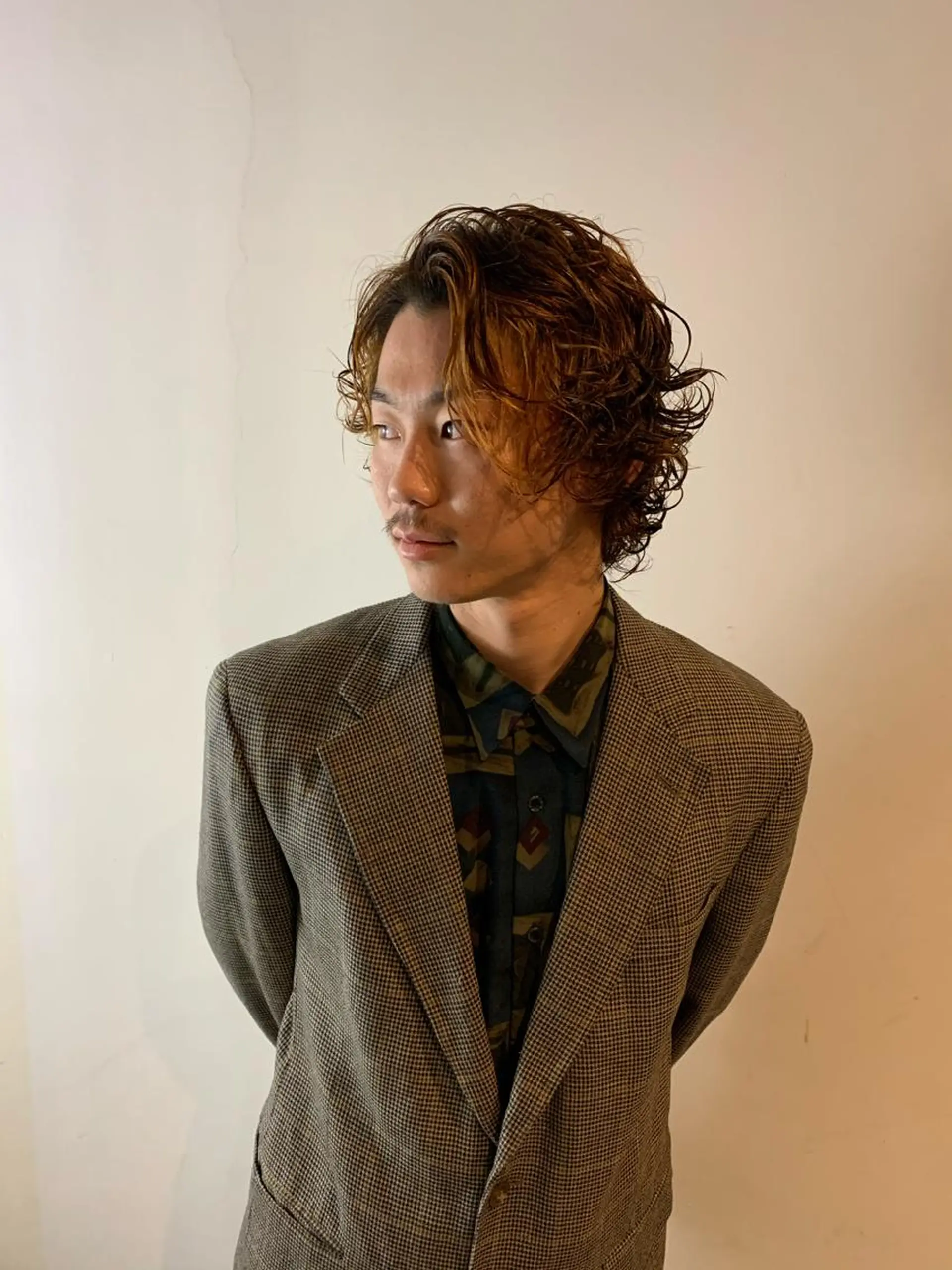 セミロング パーマ メンズ HIROGINZAプレミアムバーバー赤坂店所属・田中 千恩のヘアスタイル