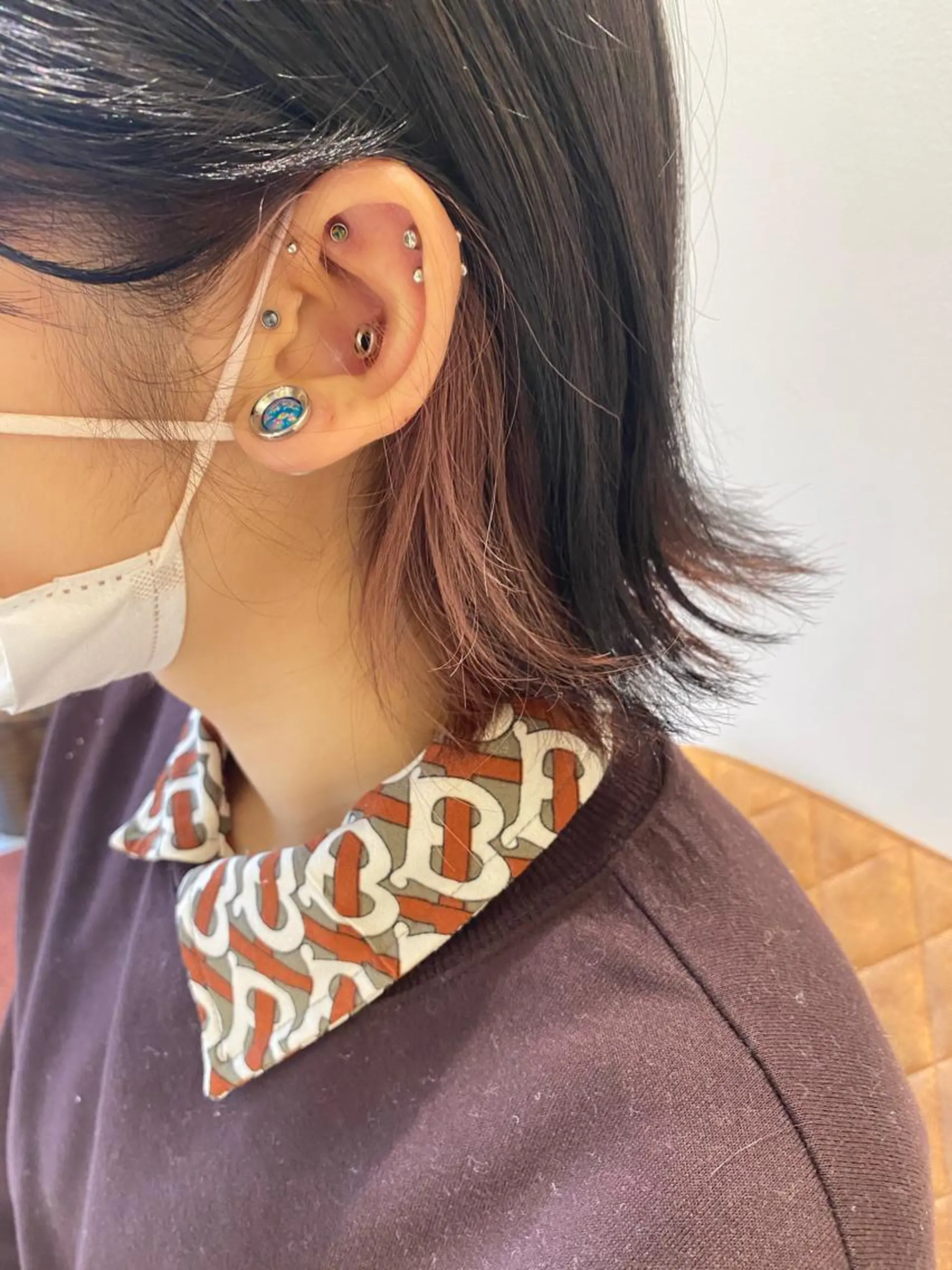 ミディアム カラー カット ヘアカラー トリートメント プレイングカラー🤍 細めハイライトのヘアスタイル