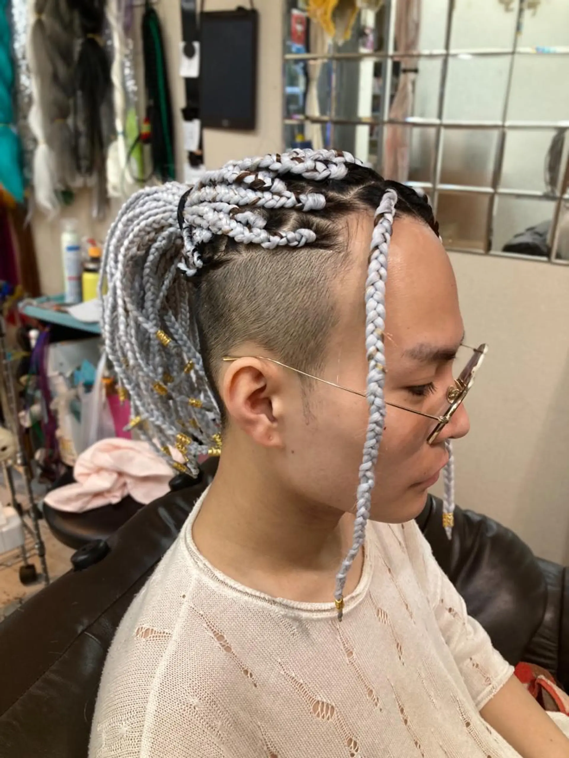 ミディアム メンズ センターパート エクステ エクステ scamp所属・井島 翠のヘアスタイル