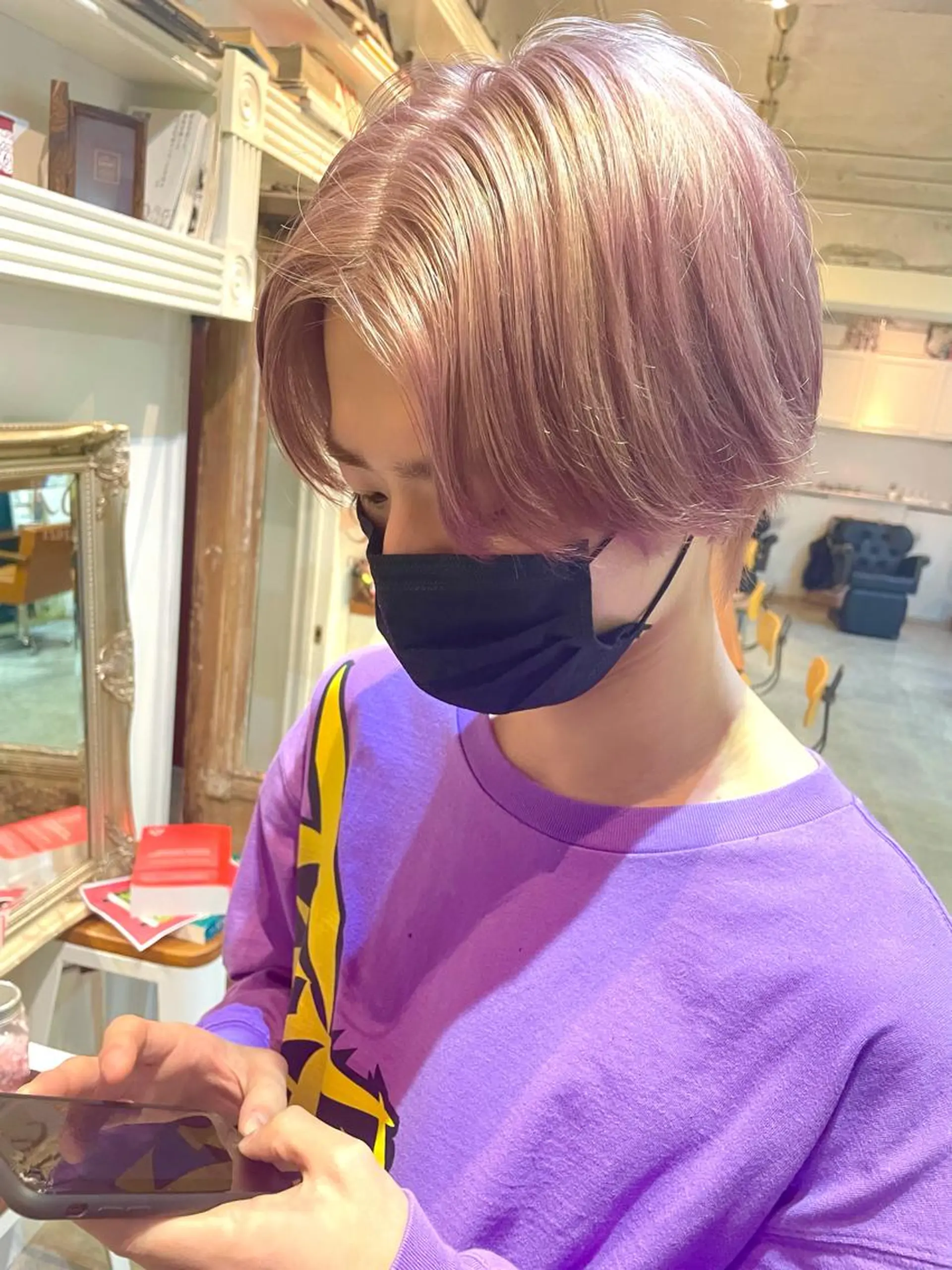 ショート カラー ヘアアレンジ ピンクカラー ☀️カトウ ケイゴ☀️のヘアスタイル