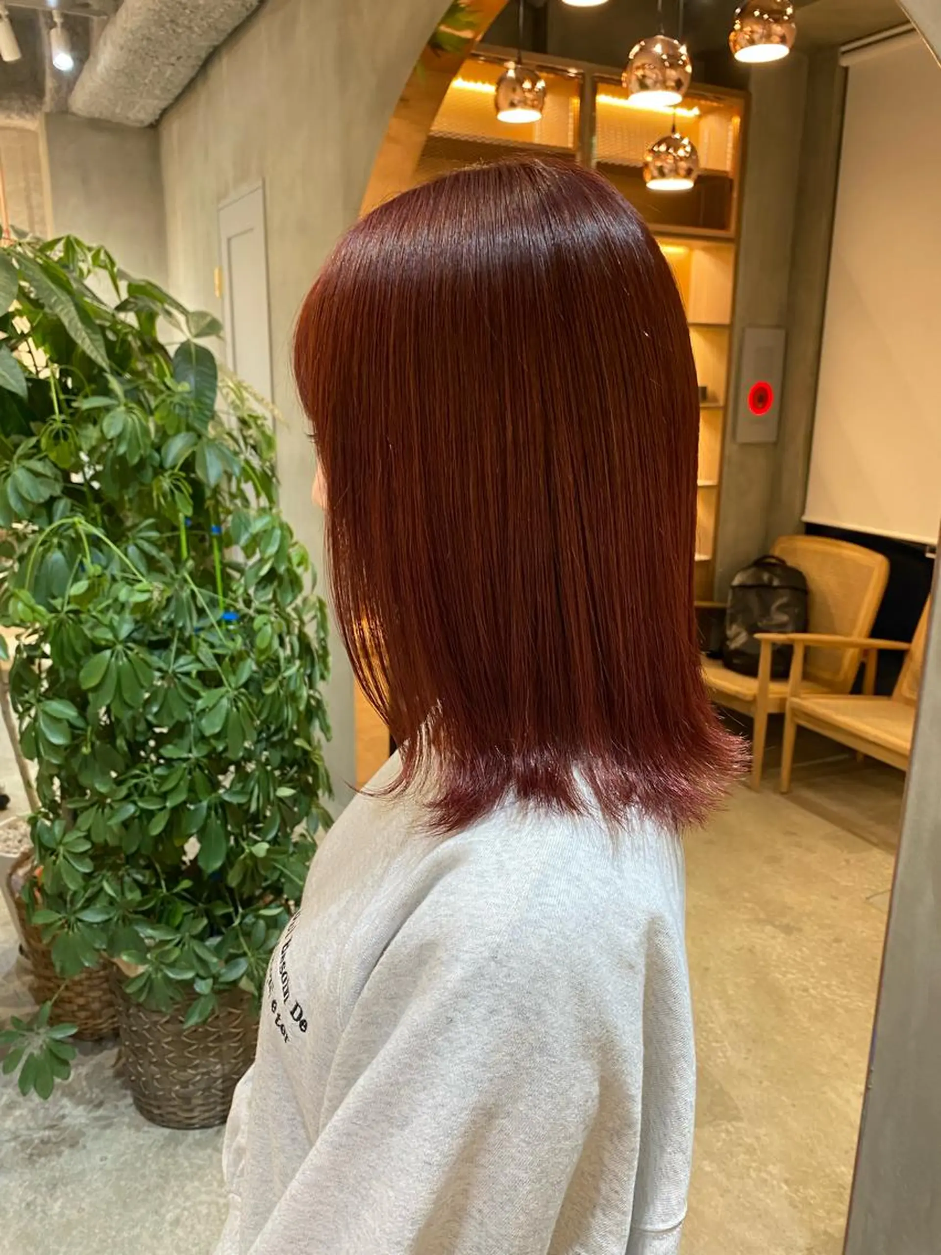 ミディアム カラー ボブ/巻ける縮毛矯正 /韓国レイヤーはなのヘアスタイル