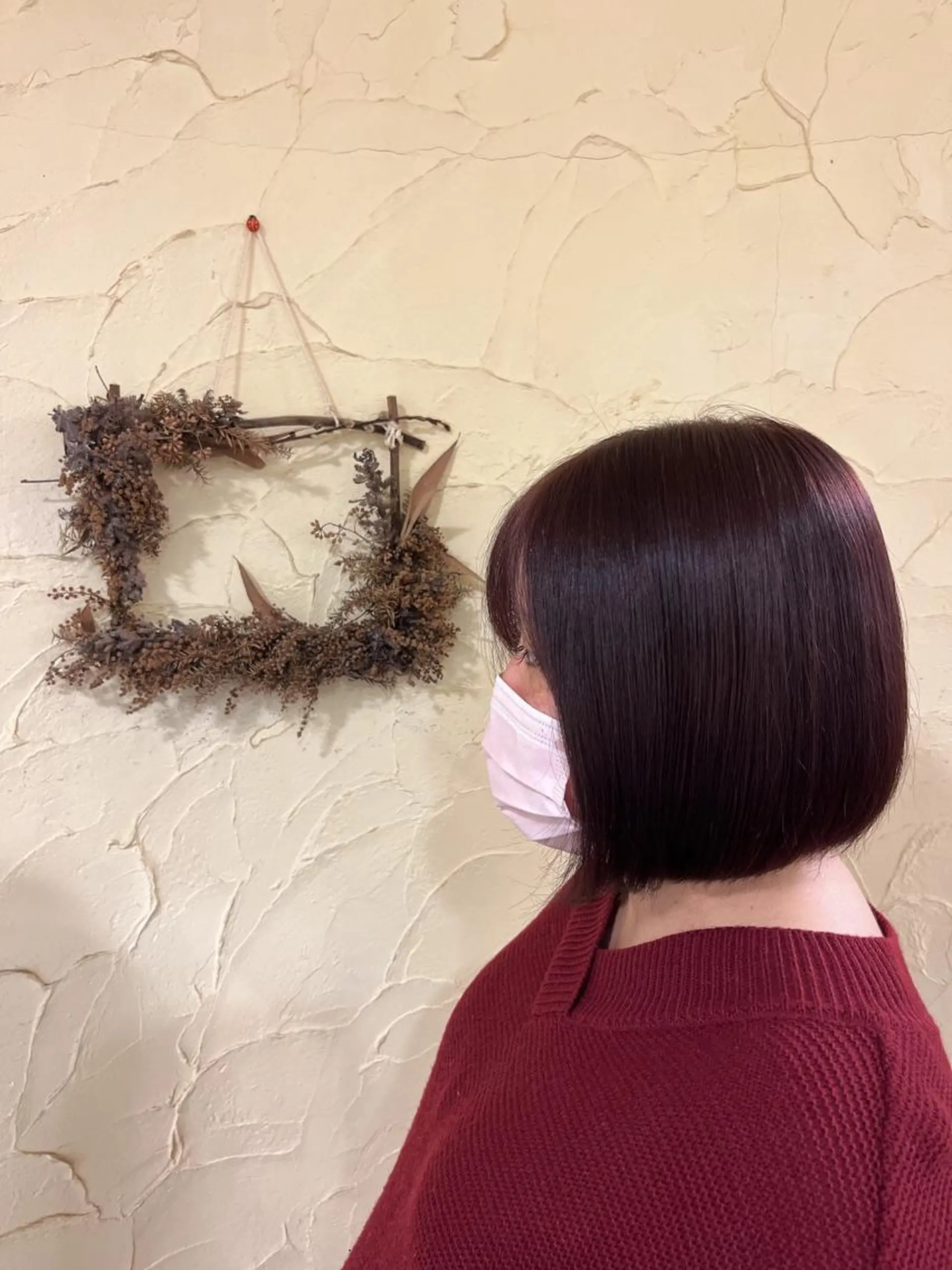 ミディアム ボブ カット ヘアカラー 柘植 雅大のヘアスタイル