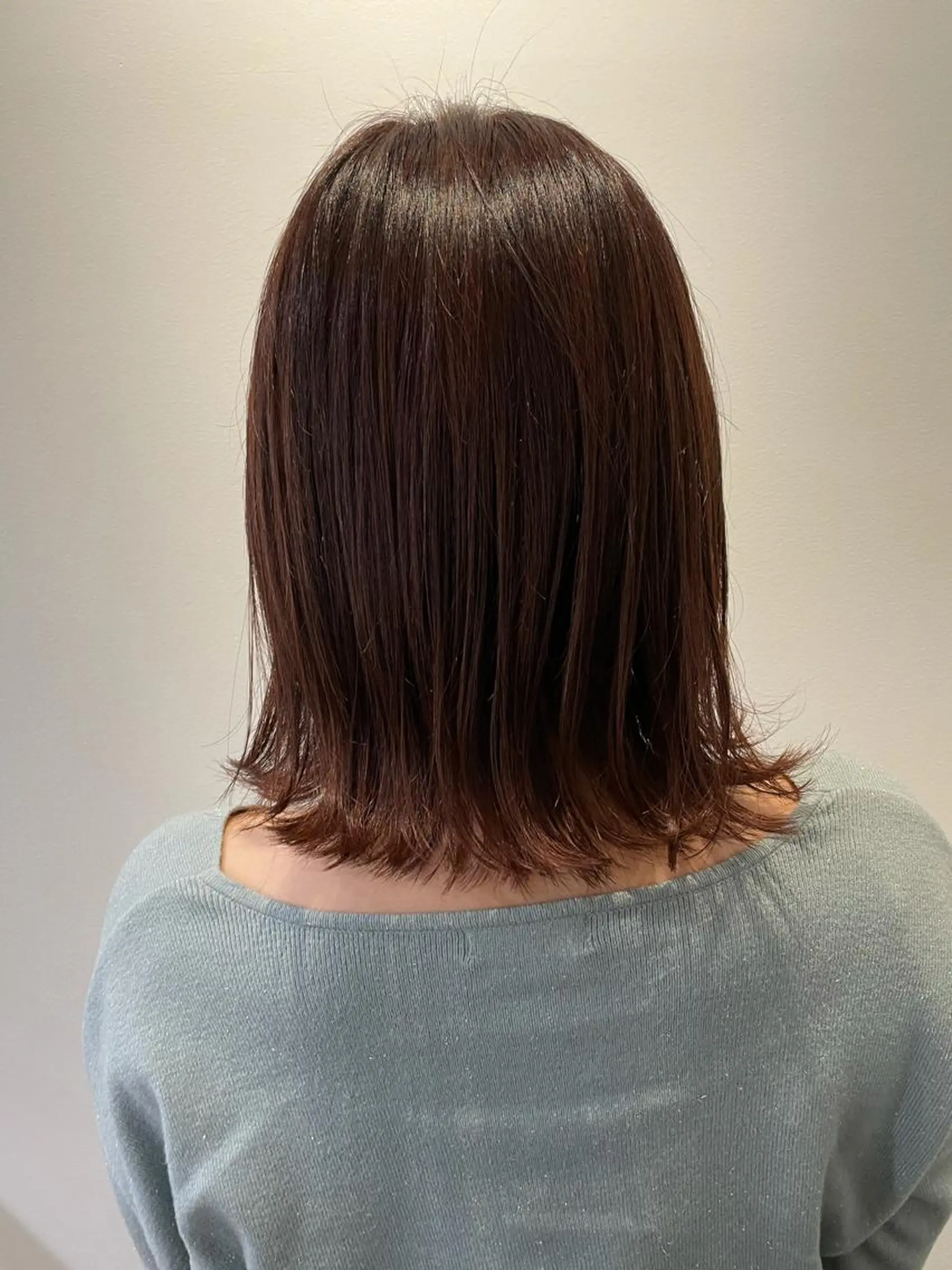 ミディアム カラー ブラウンカラー ハイライトカラー レッドカラー レッドブラウン ハイライト 斉藤 瑞恵のヘアスタイル