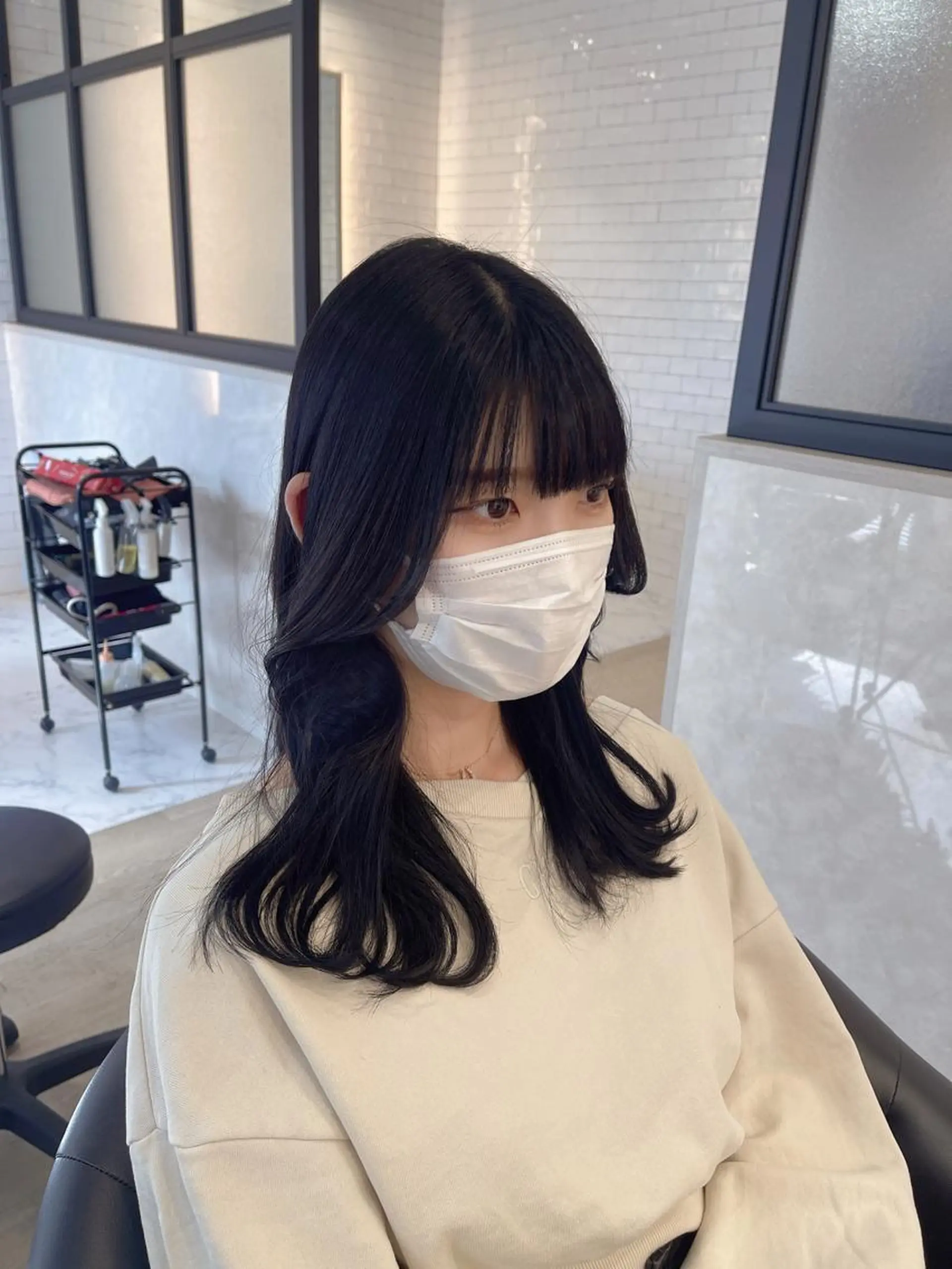 セミロング カラー カット ヘアカラー トリートメント &chaLme   心斎橋所属・emi/髪質改善/ 韓国風/艶カラーのヘアスタイル