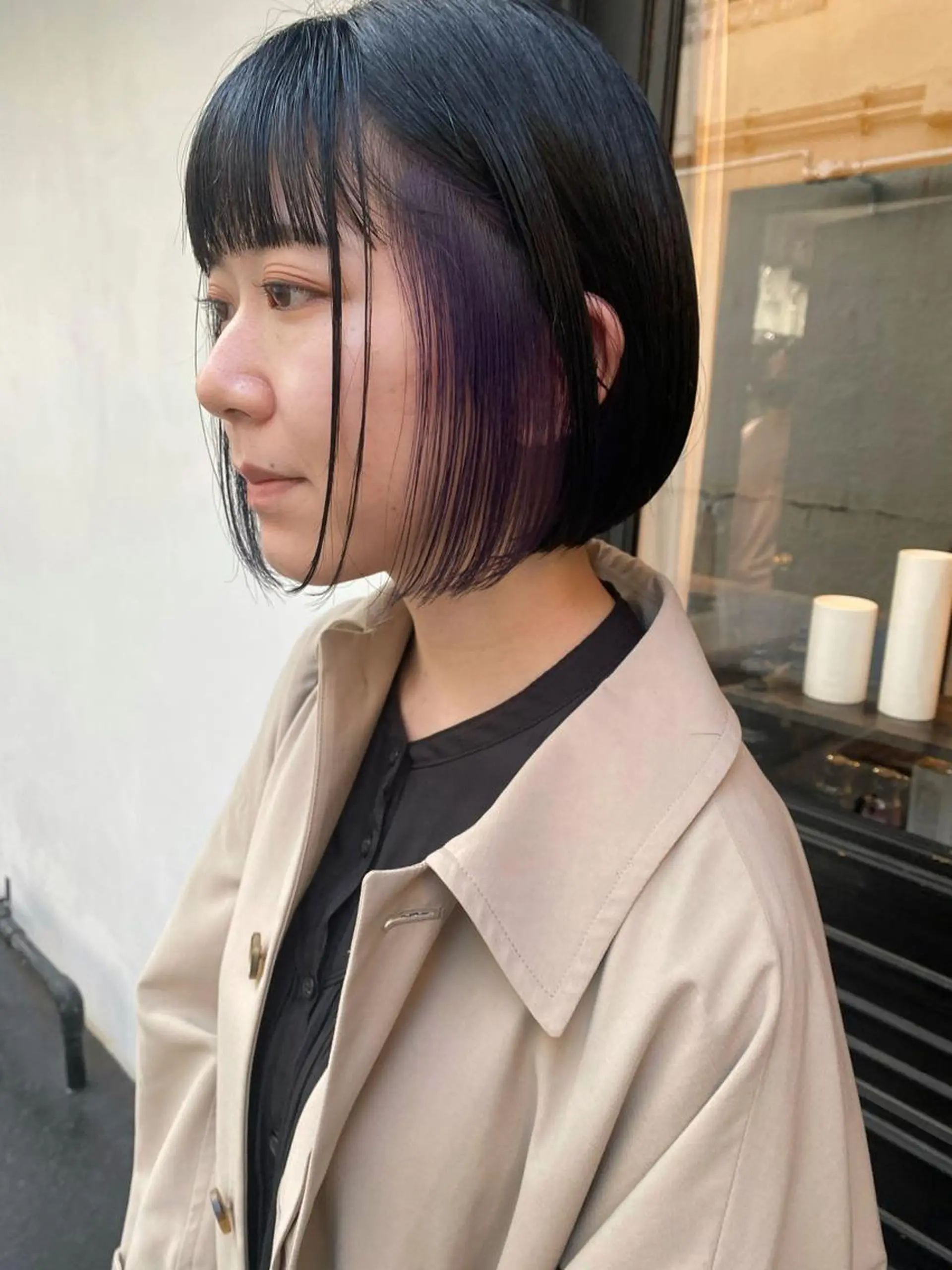 ショート カラー ブリーチ ラベンダーカラー ボブ ヘアカラー トリートメント ヘッドスパ tonari 梅田、中崎町のヘアスタイル