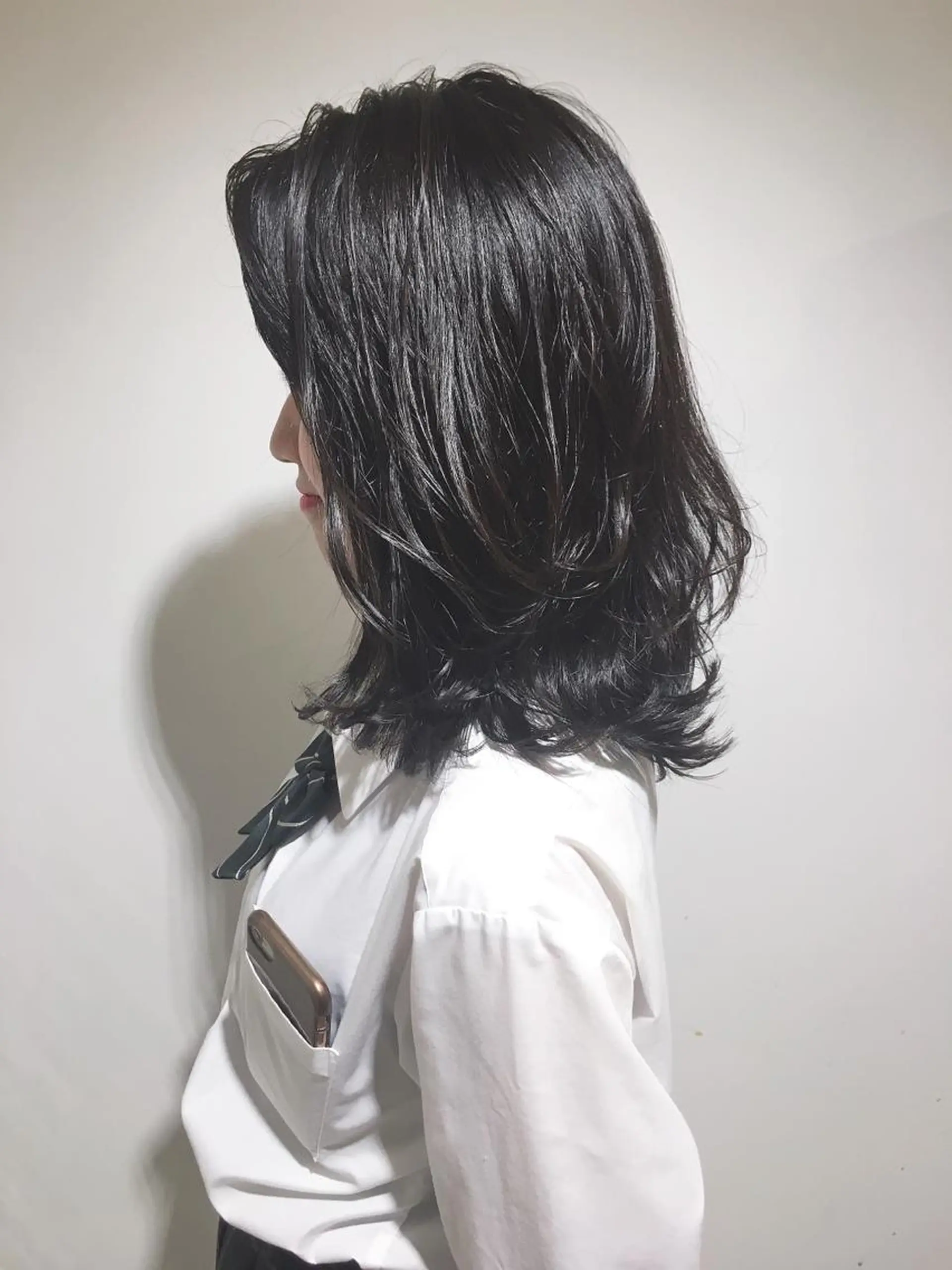 ミディアム ショートボブ ボブ ハイライト 外ハネヘア カット ヘアカラー トリートメント メンズツイスパ ショートフクヤマシンのヘアスタイル